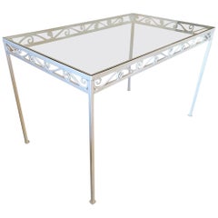 Vintage Metal and Glass Garden Patio Dining Table