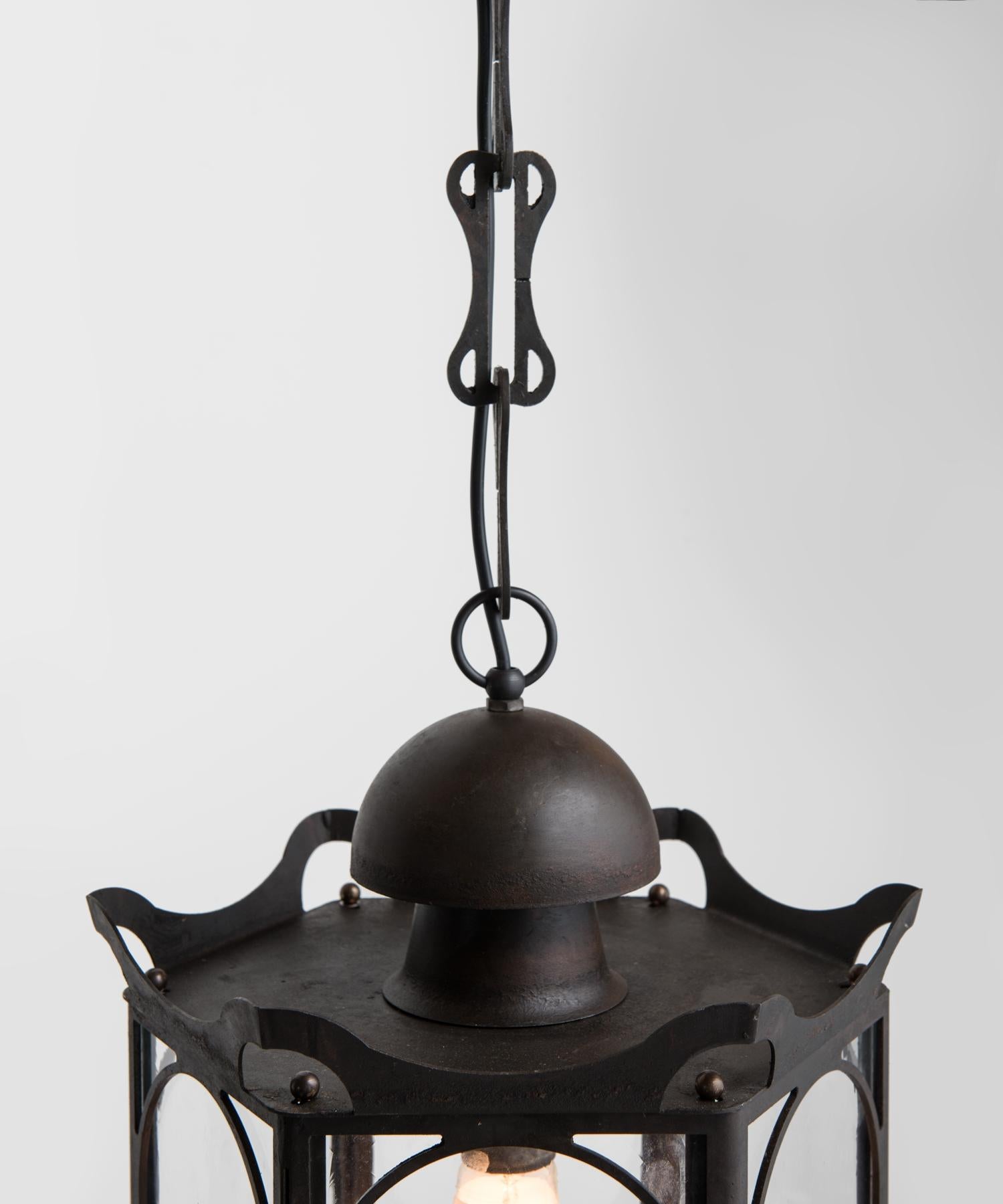Contemporary Metal and Glass Lantern, Made in Italy For Sale