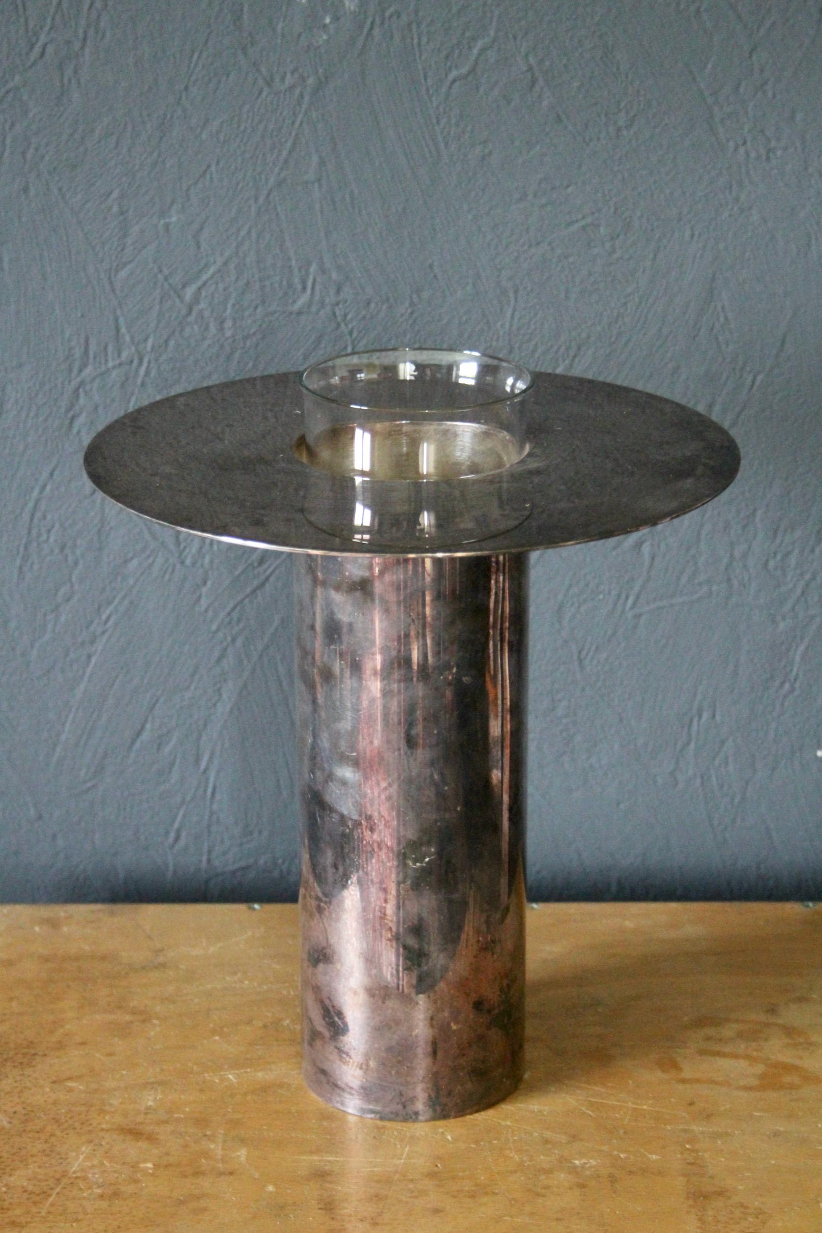 Maison Christofle metal and glass signed vase