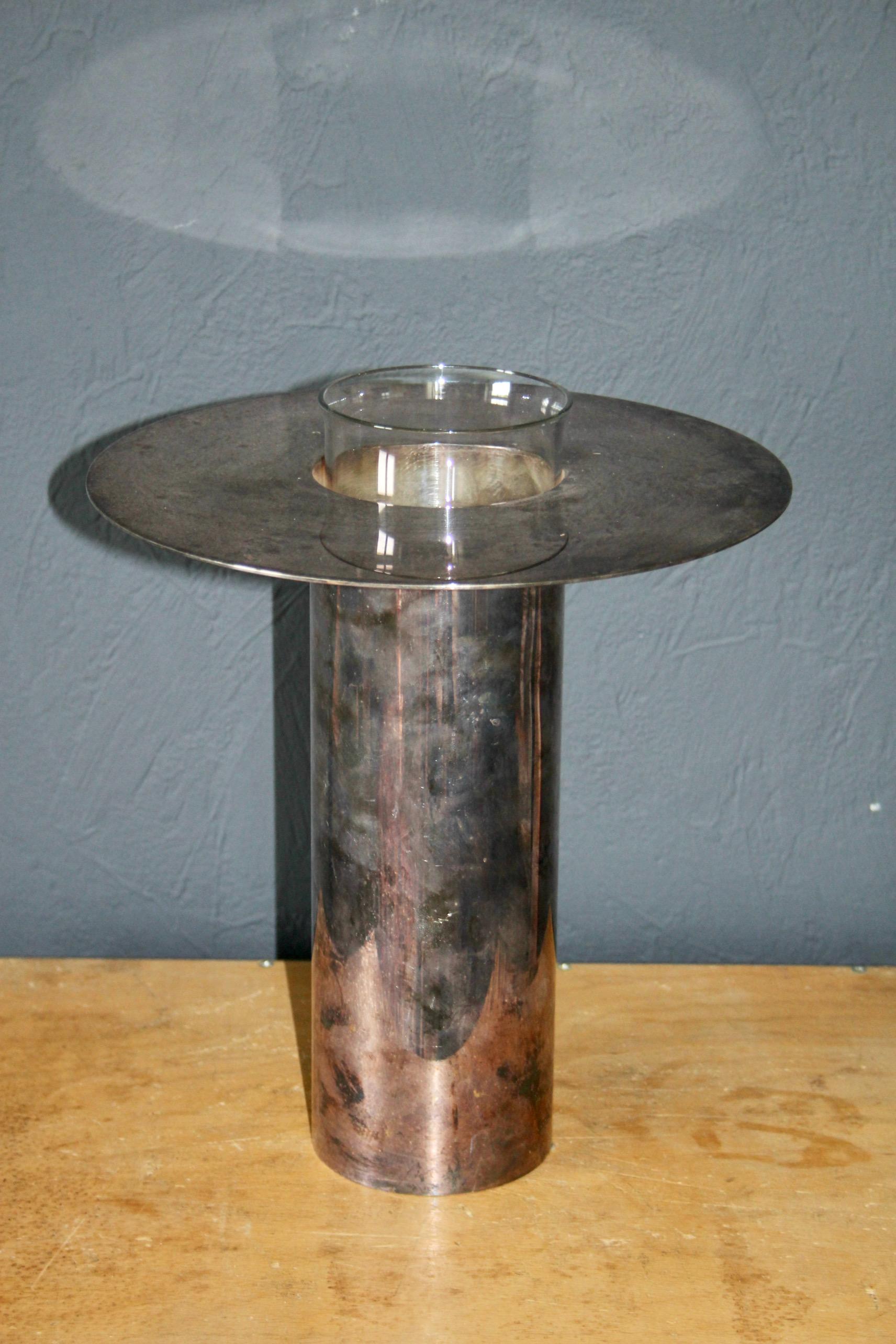 French Metal and glass Maison Christofle vase For Sale