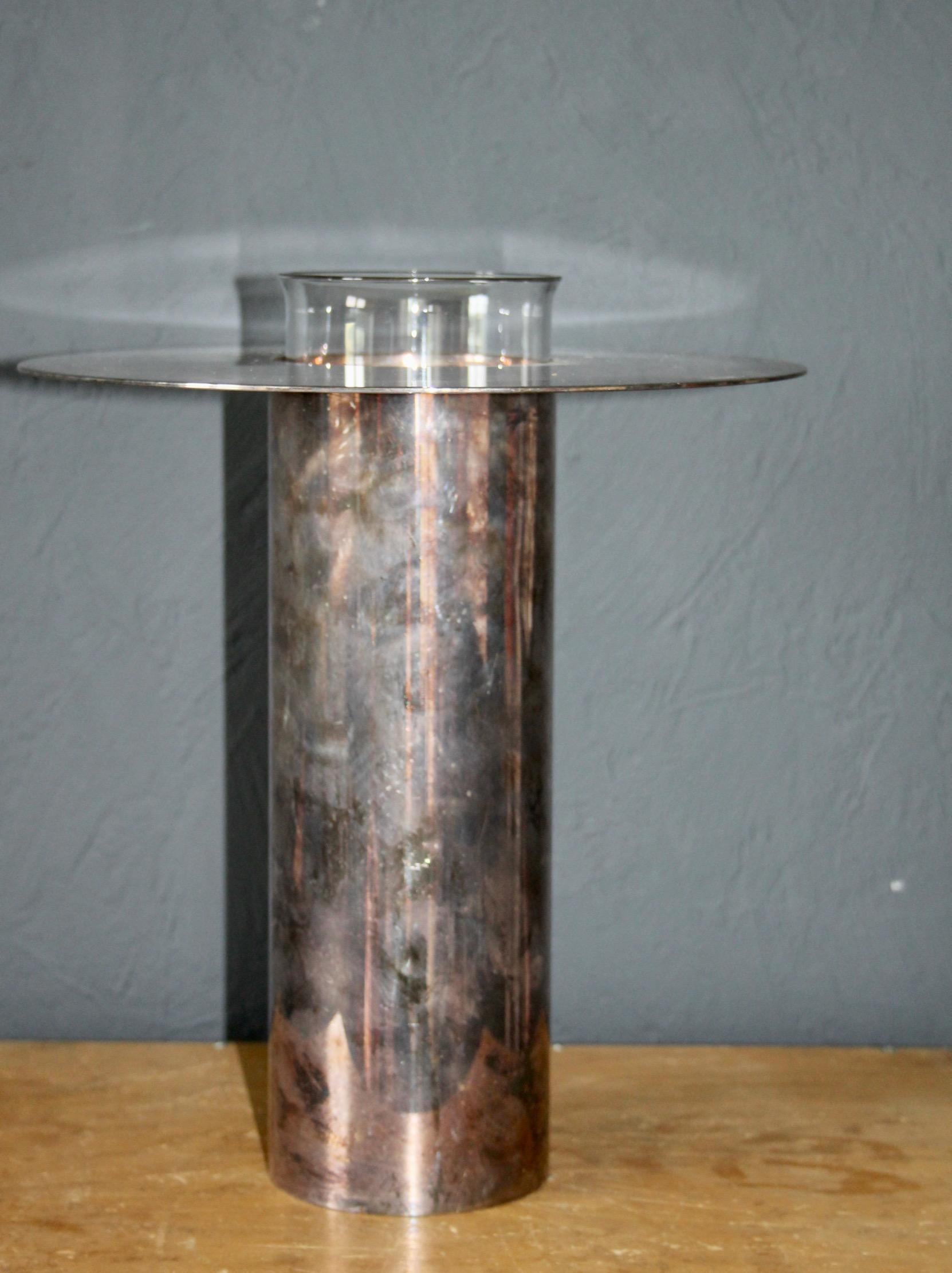 Late 20th Century Metal and glass Maison Christofle vase For Sale
