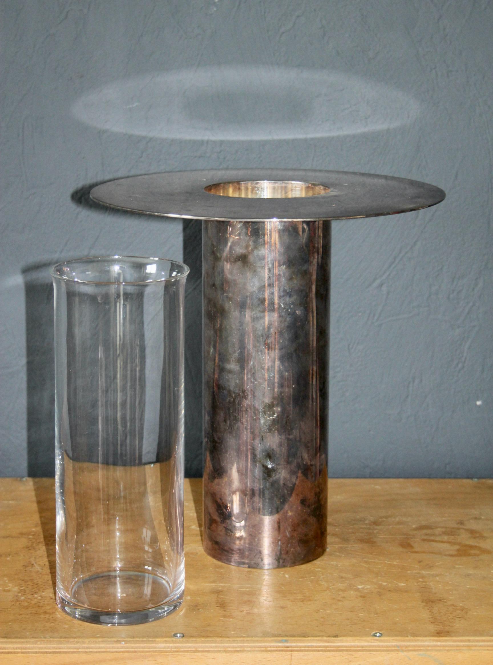 Metal and glass Maison Christofle vase For Sale 1