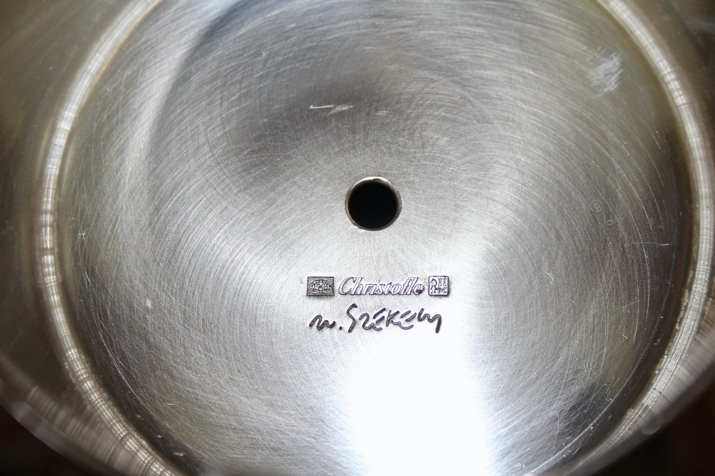 Metal and glass Maison Christofle vase For Sale 2