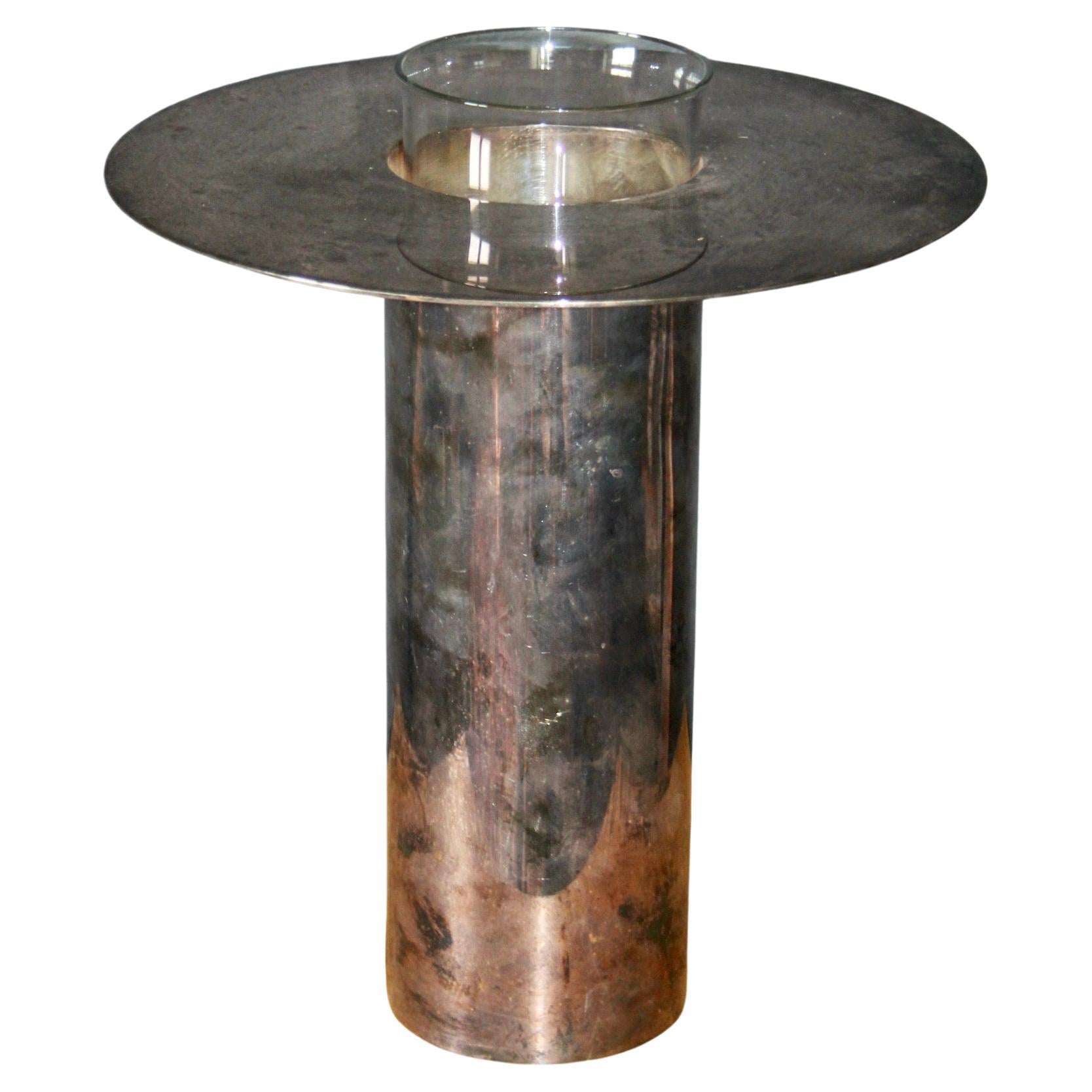 Metal and glass Maison Christofle vase For Sale