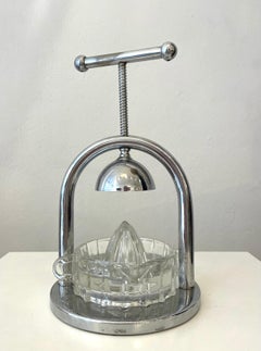 Éplucheur à citrus moderniste en métal et verre de Jacques Adnet, France, années 1930