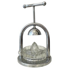 Metal and Glass Modernist Citrus Squeezer by Jacques Adnet, France, 1930s