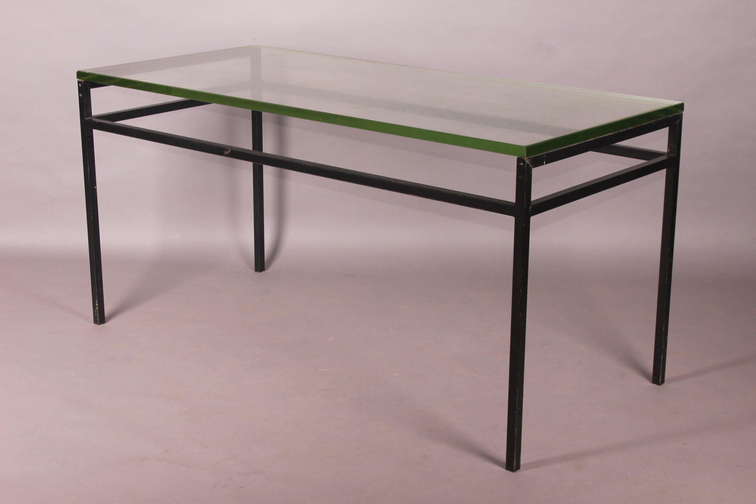 French Metal and Glass Moderniste Desk For Sale