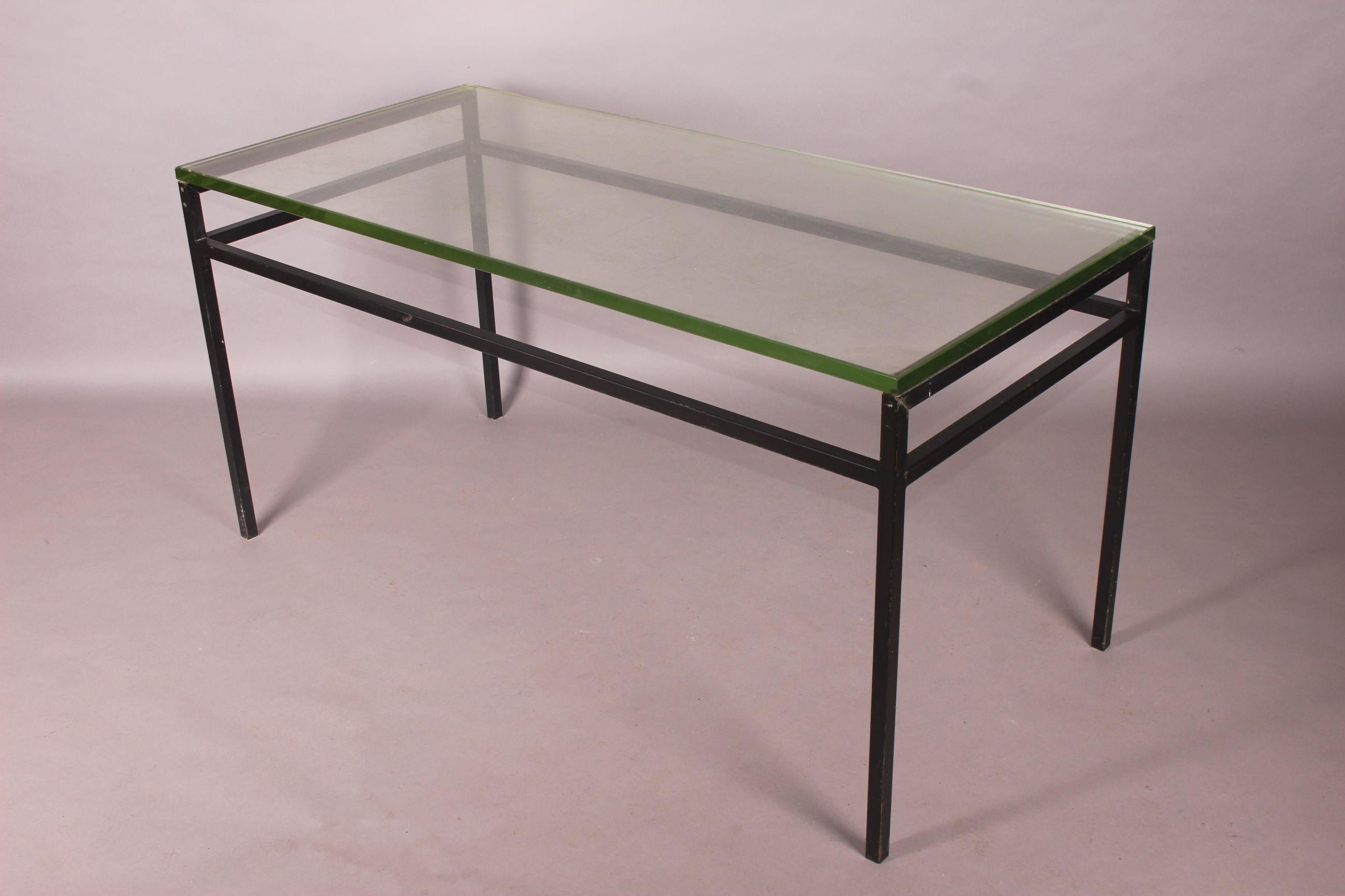 Mid-20th Century Metal and Glass Moderniste Desk