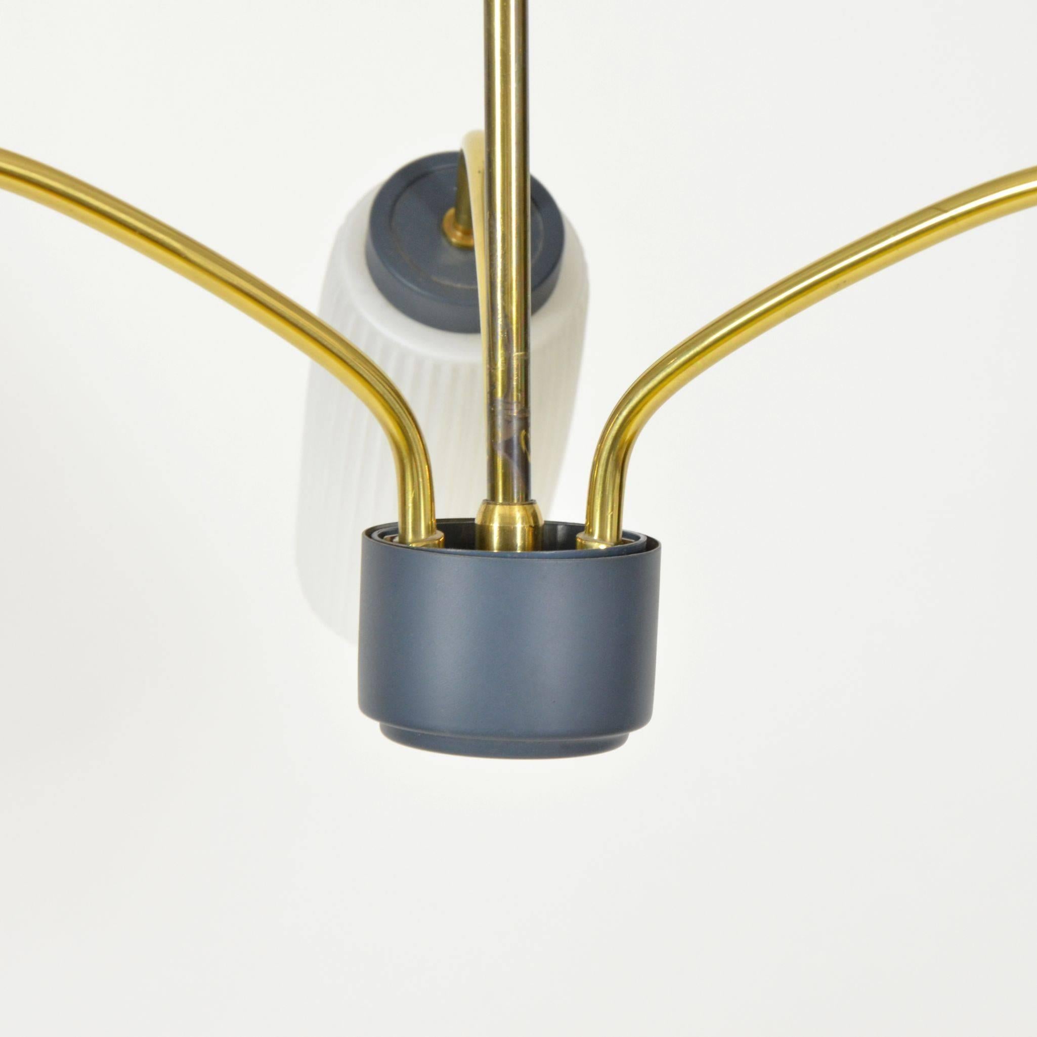 Scandinavian Modern Metal and Glass Pendant, 1960s For Sale