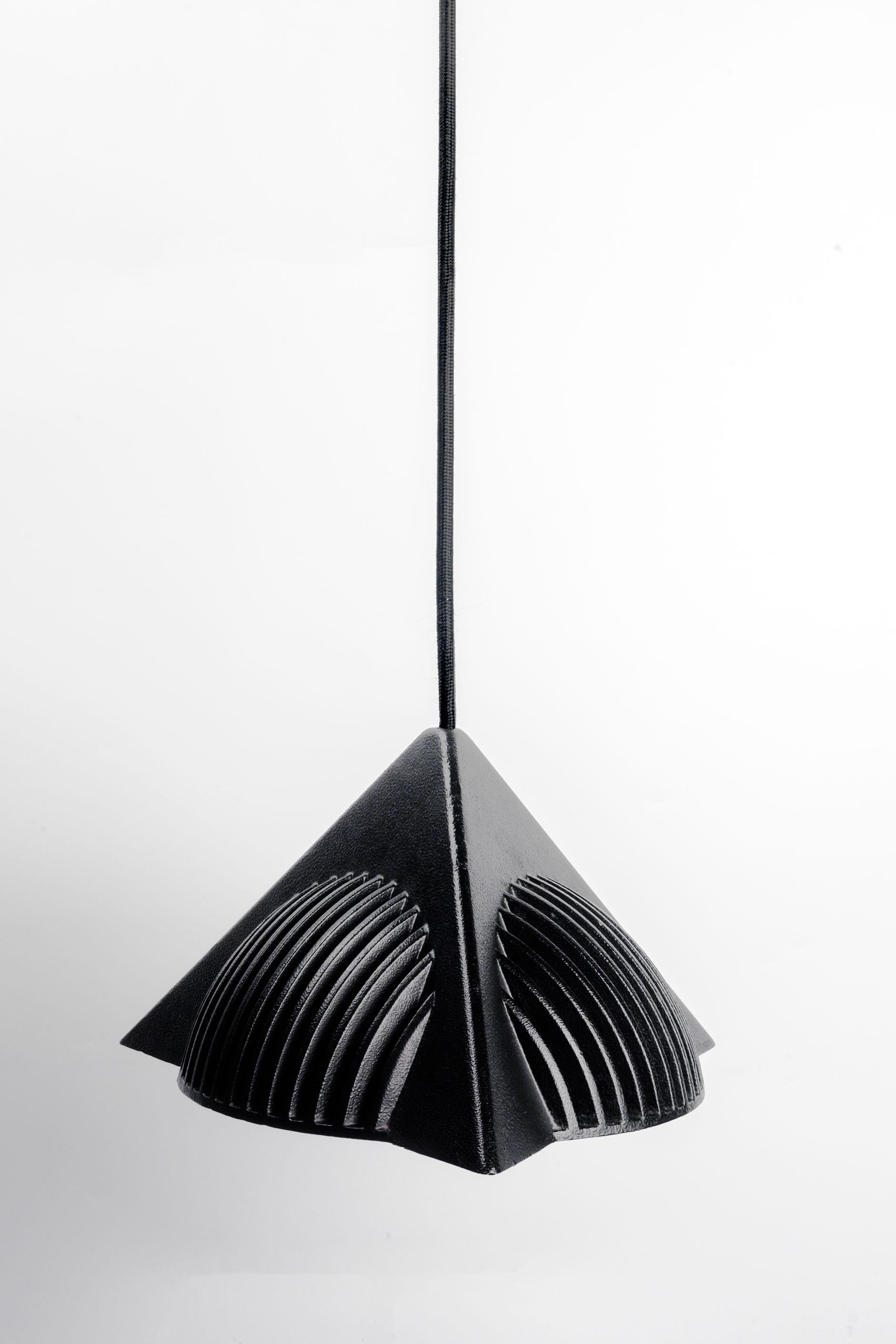 Metal and Glass Sculptural Black Pendant by Ron Rezek, USA 1990s For Sale 8