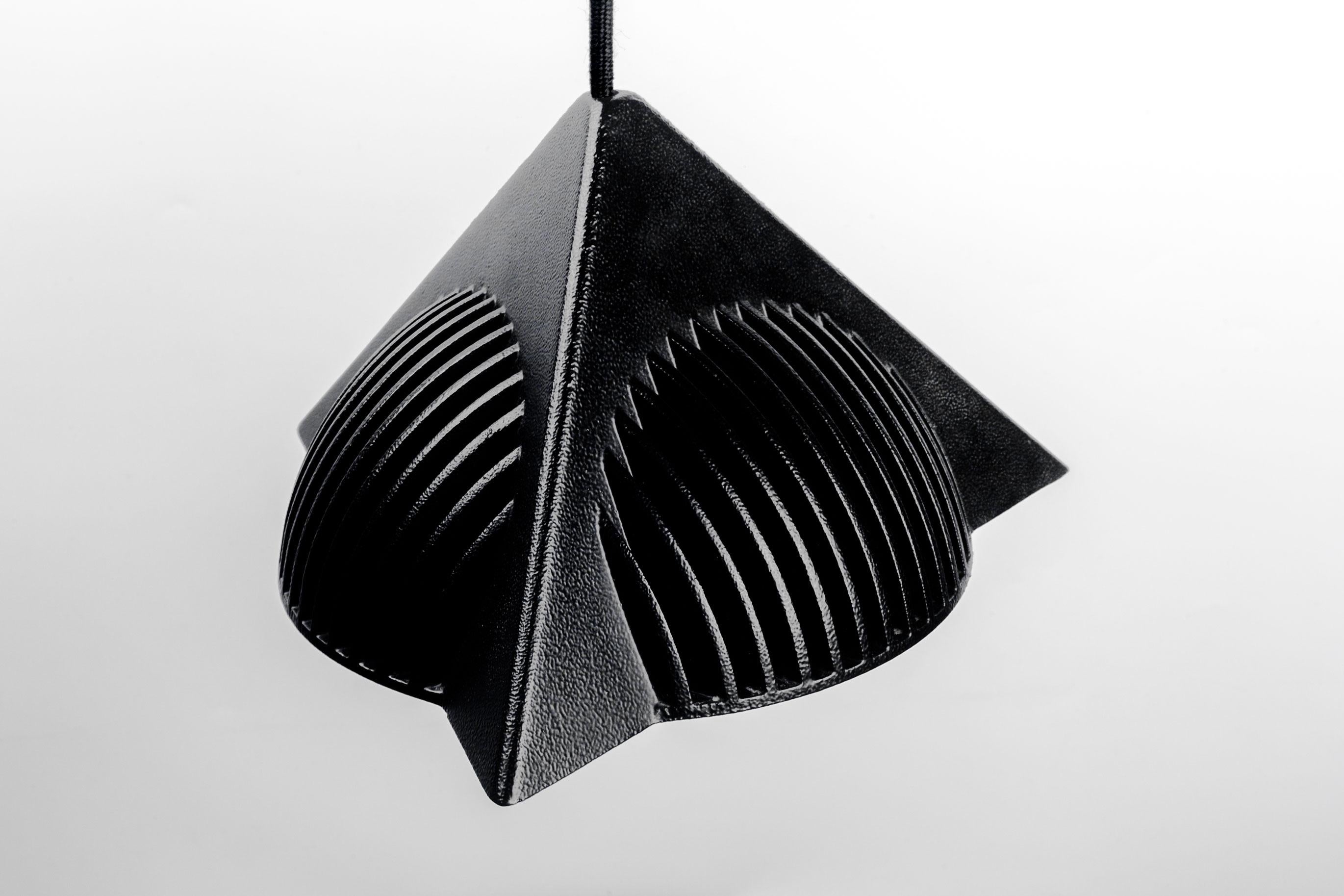 Late 20th Century Metal and Glass Sculptural Black Pendant by Ron Rezek, USA 1990s For Sale