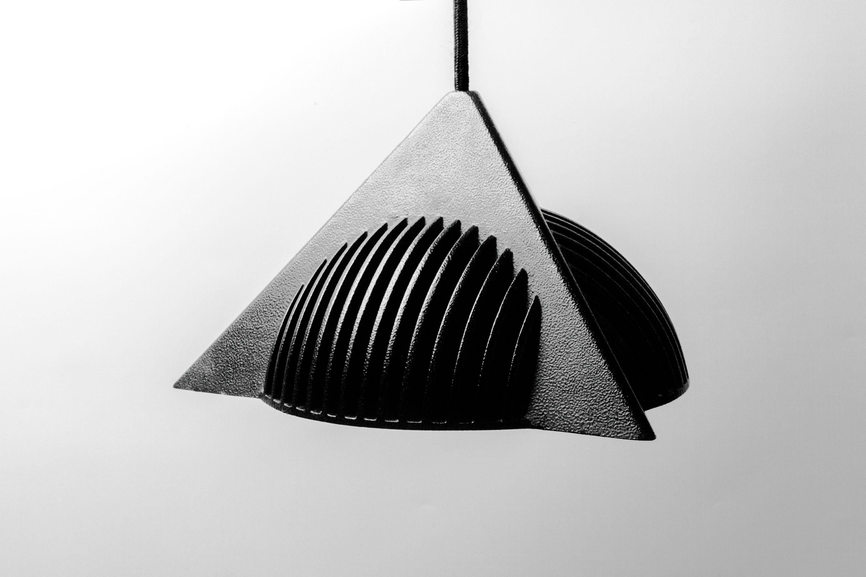 Metal and Glass Sculptural Black Pendant by Ron Rezek, USA 1990s For Sale 2