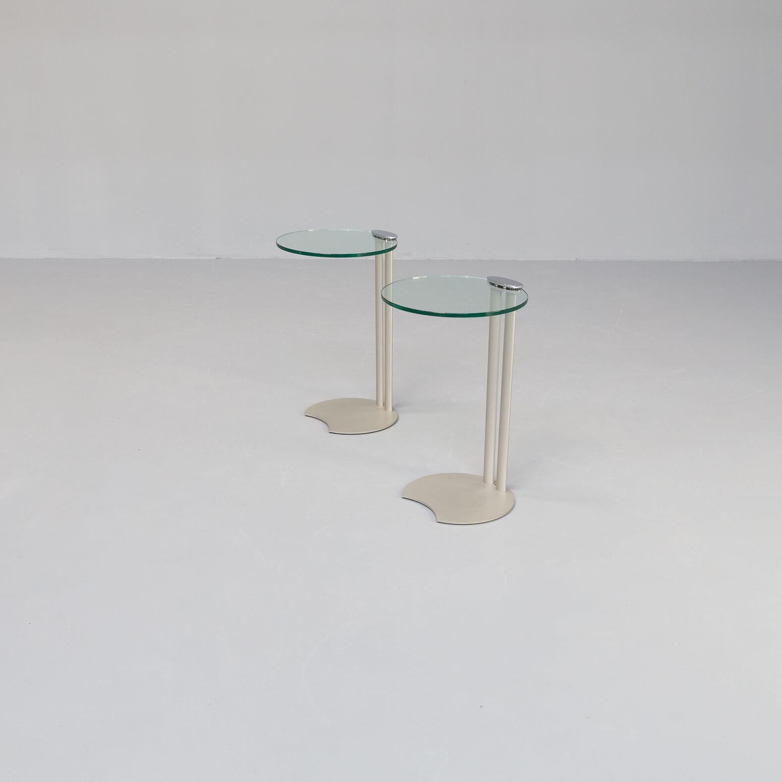Mid-Century Modern Metal and Glass Side Table by Horst Brüning Set/2 For Sale