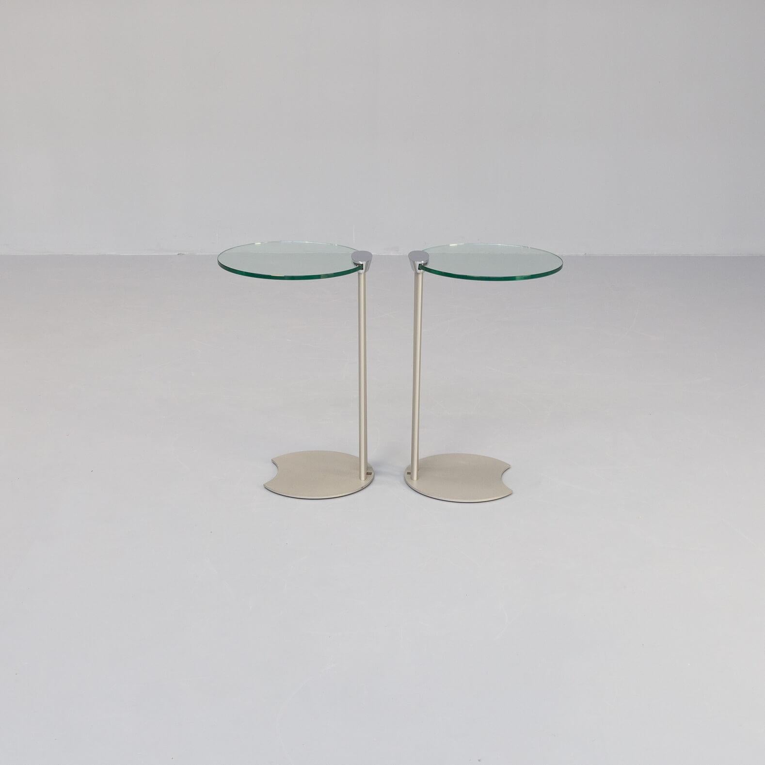 German Metal and Glass Side Table by Horst Brüning Set/2 For Sale