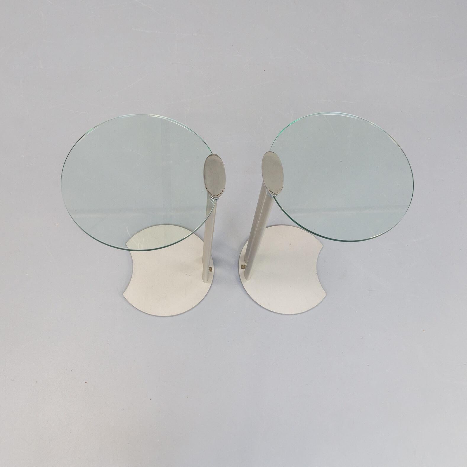 Metal and Glass Side Table by Horst Brüning Set/2 In Good Condition For Sale In Amstelveen, Noord