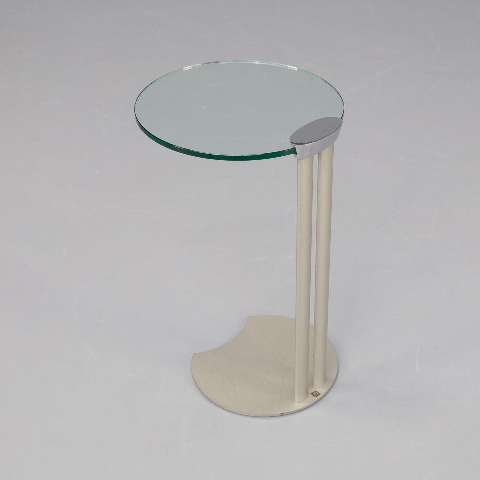 Aluminum Metal and Glass Side Table by Horst Brüning Set/2 For Sale