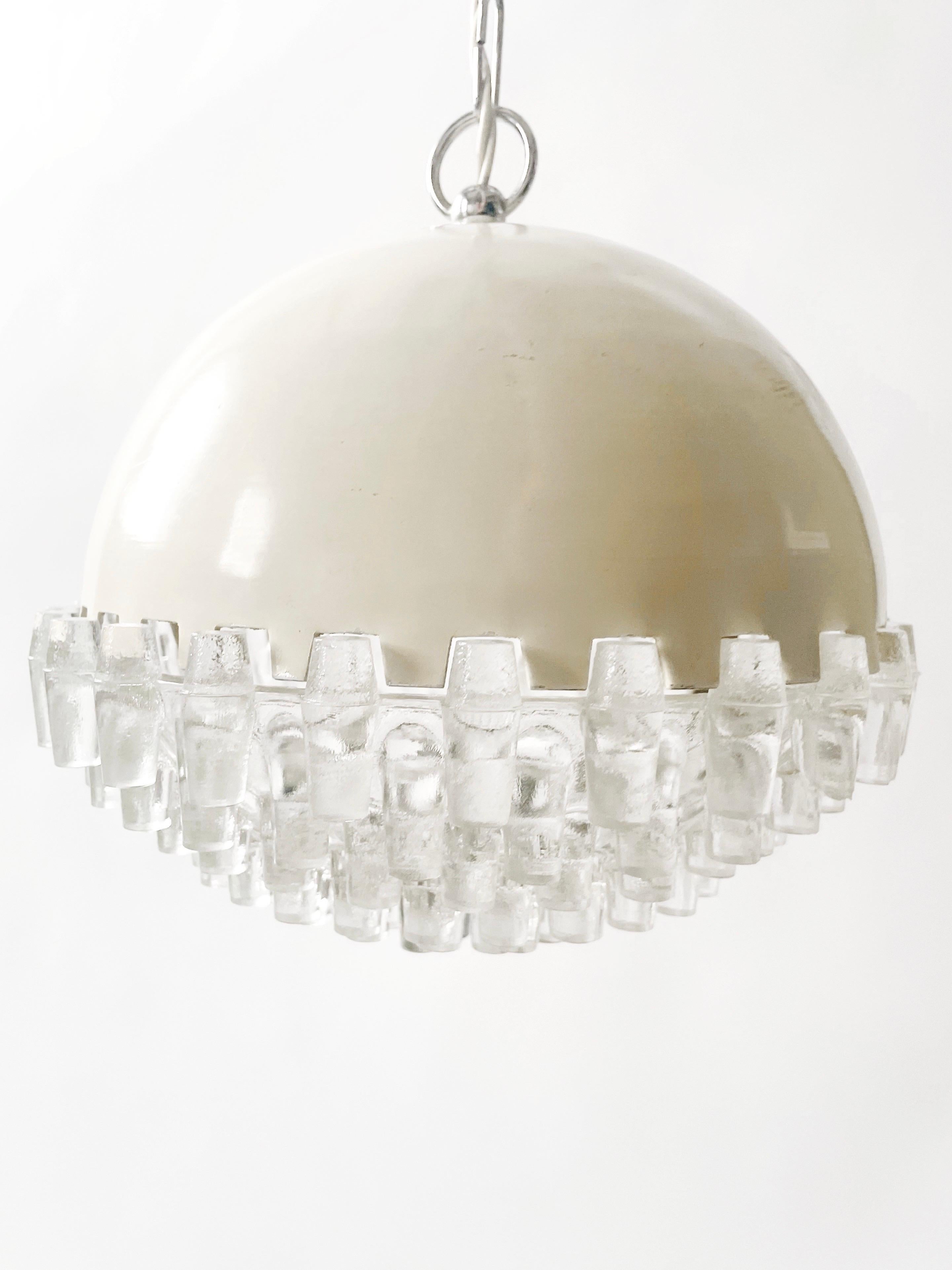 Mid-20th Century Metal and Glass Space Age Pendant Light For Sale