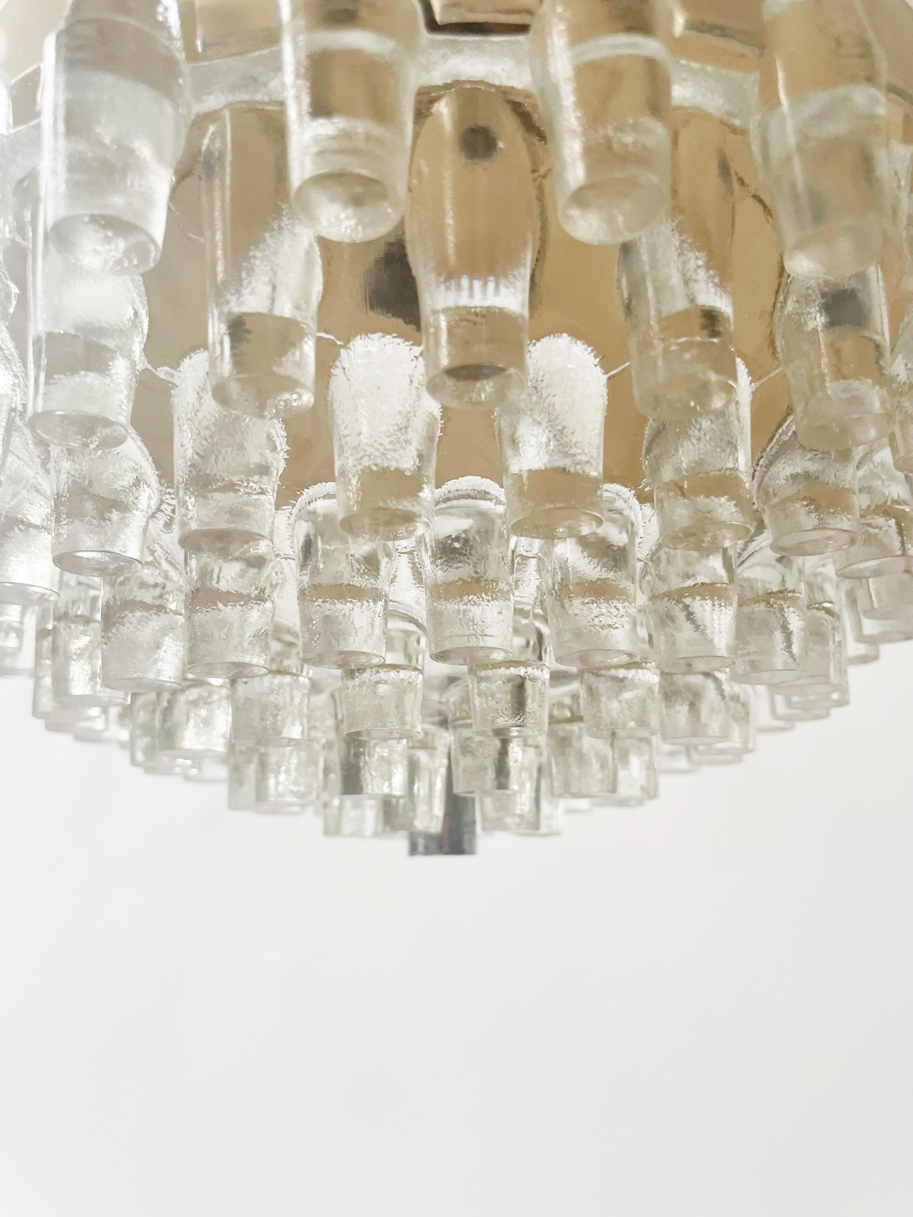 Metal and Glass Space Age Pendant Light For Sale 1
