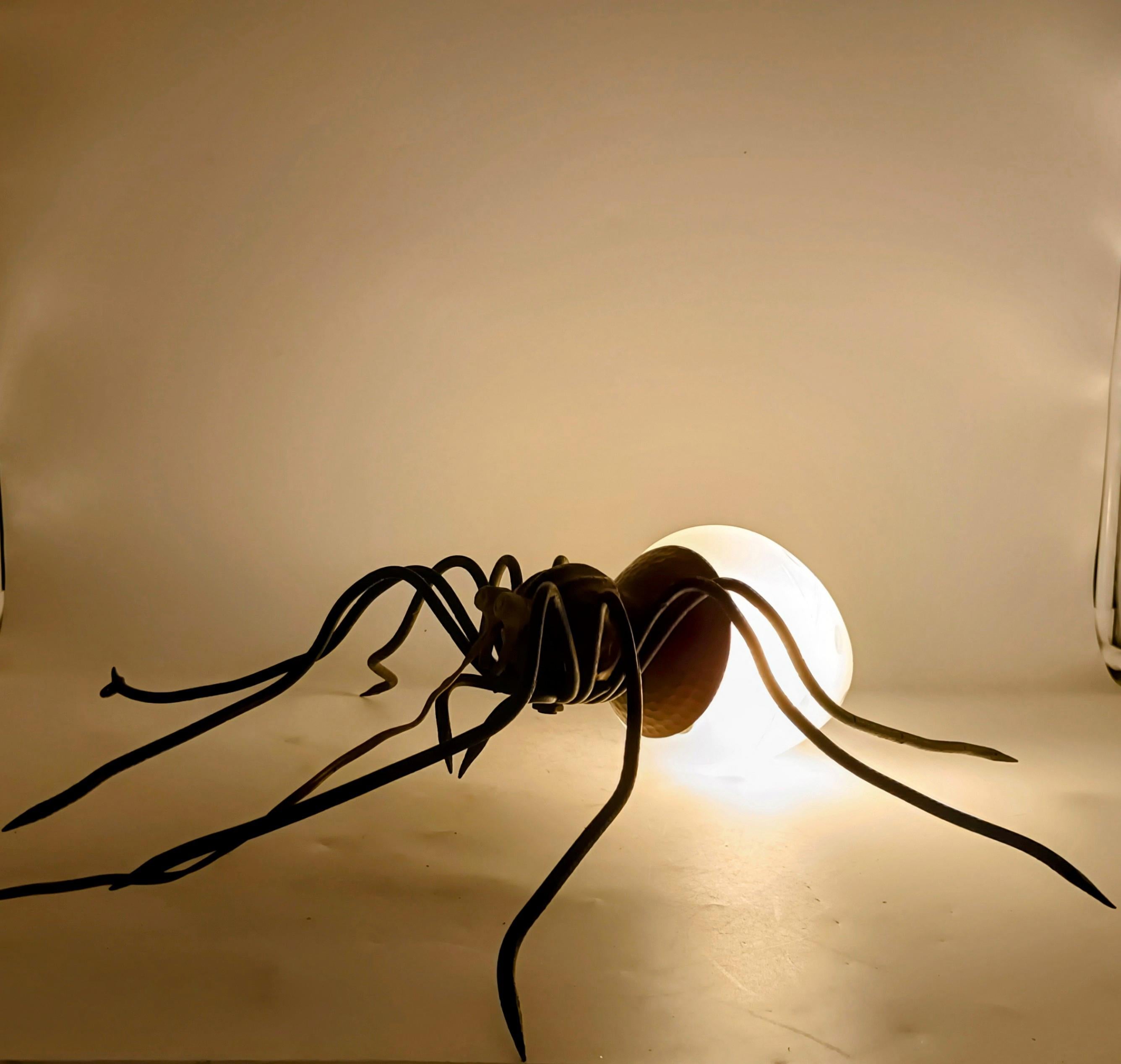 Metal and Glass Spider Wall Lamp, Italy, 1950s For Sale 4