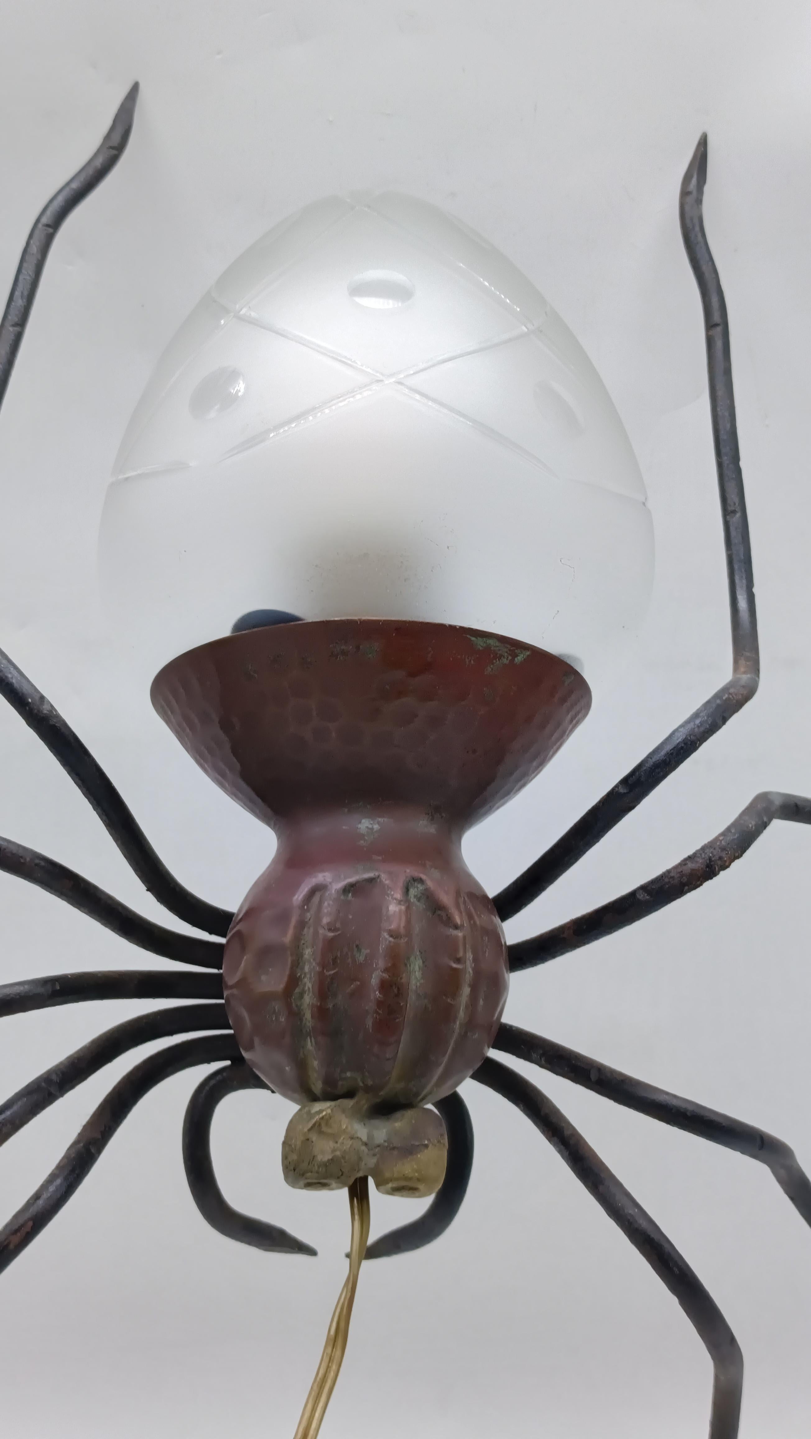 Metal and Glass Spider Wall Lamp, Italy, 1950s For Sale 7