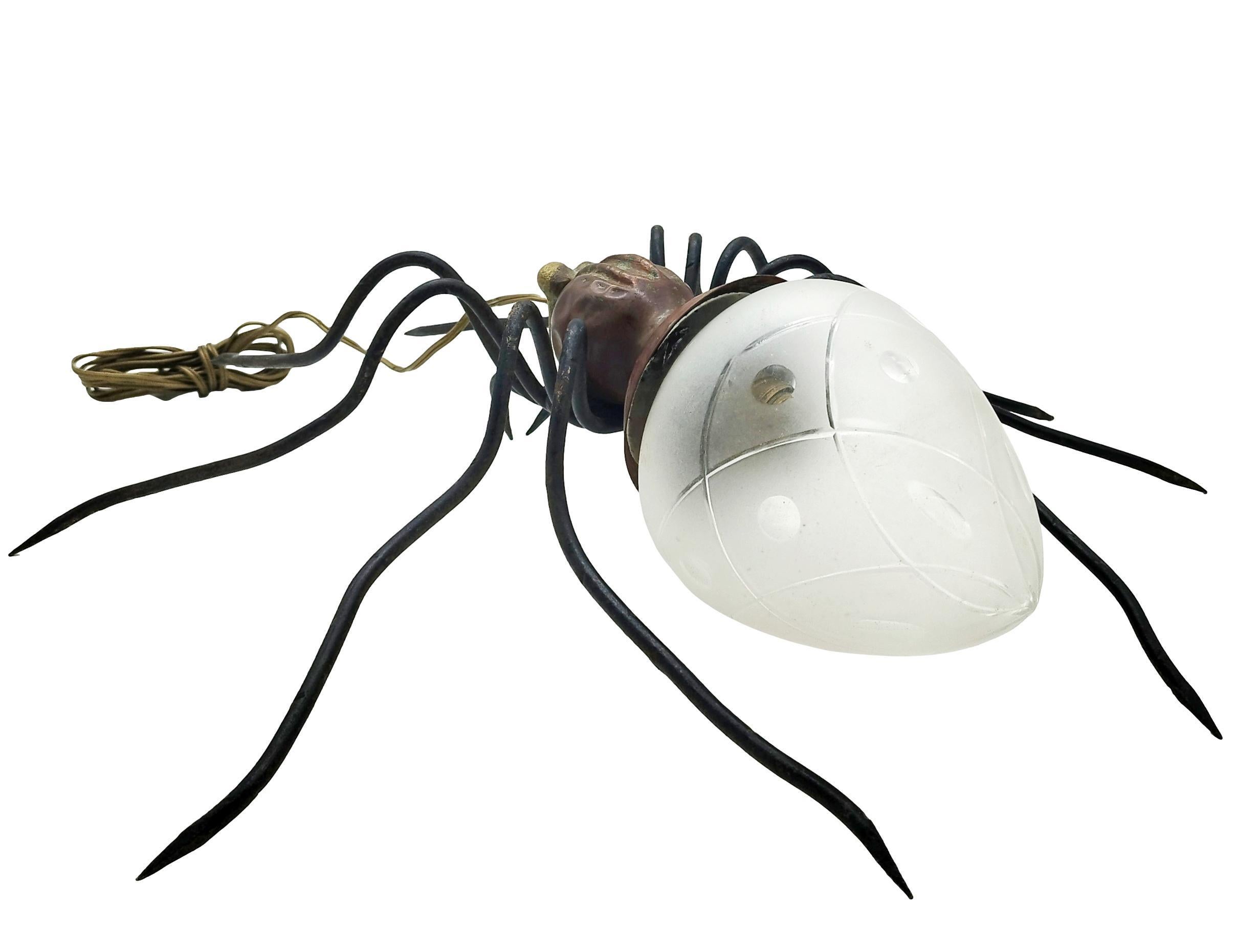 Mid-Century Modern Metal and Glass Spider Wall Lamp, Italy, 1950s For Sale