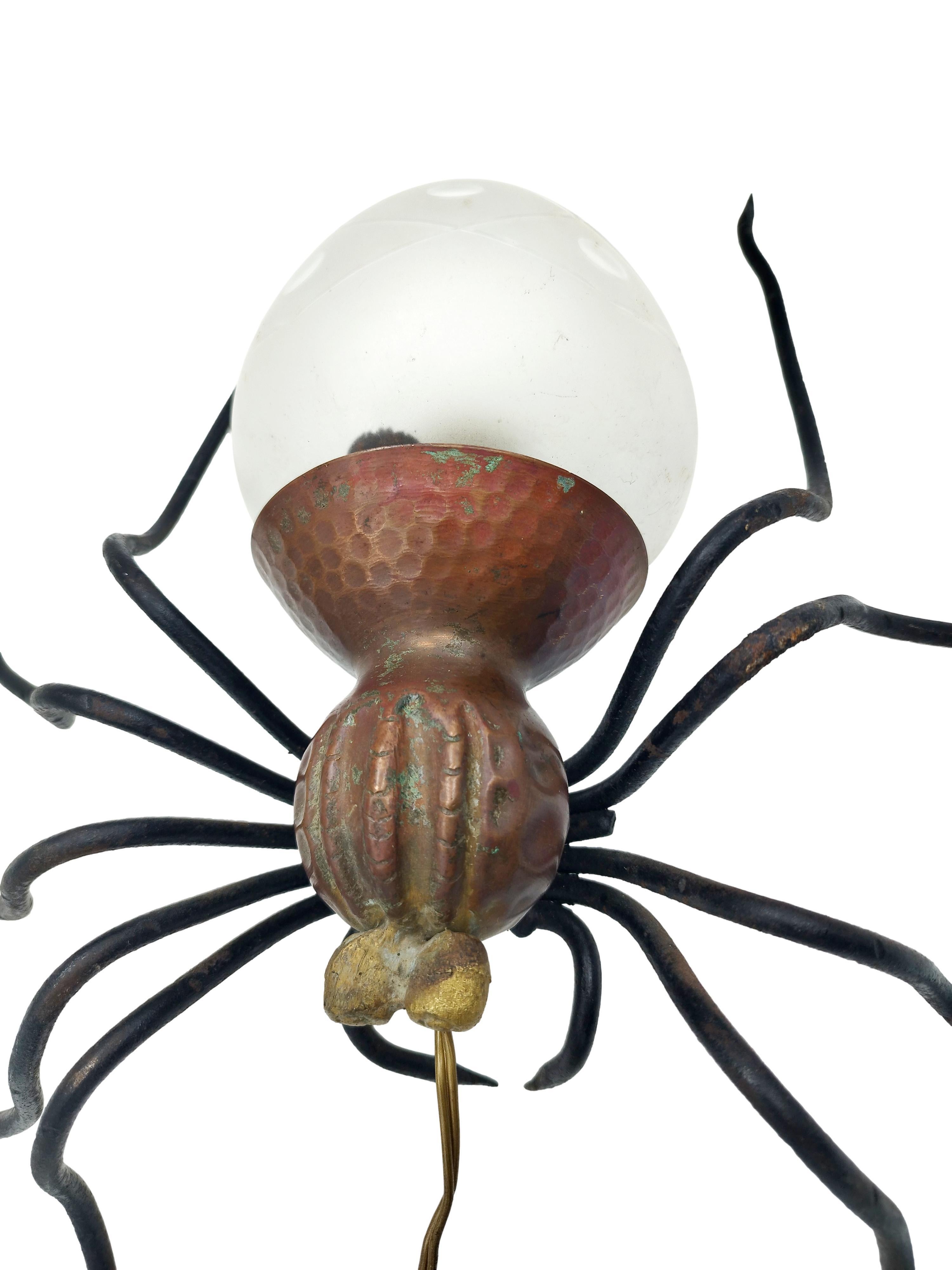 Metal and Glass Spider Wall Lamp, Italy, 1950s In Good Condition For Sale In Naples, IT