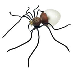 Vintage Metal and Glass Spider Wall Lamp, Italy, 1950s