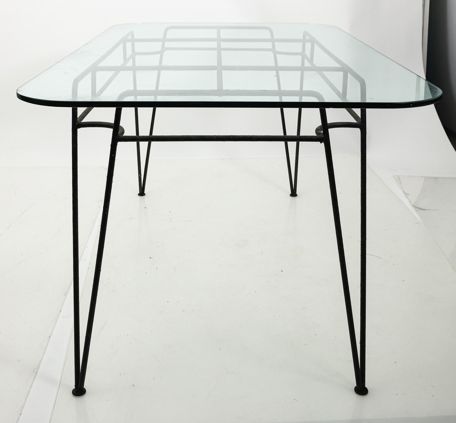 Metal and Glass Top Dining Table by Russell Woodward 1
