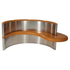 Metal and leather bench by Mario Cecchi, 1970s