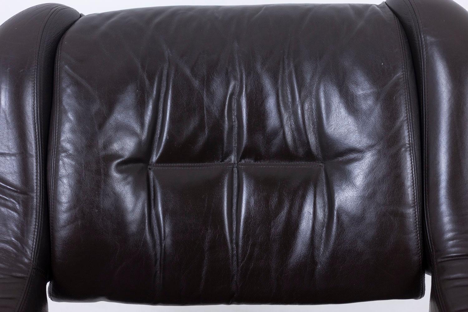 Wohnzimmer aus Metall und Leder, 1970er Jahre LS57905650/5G im Angebot 6