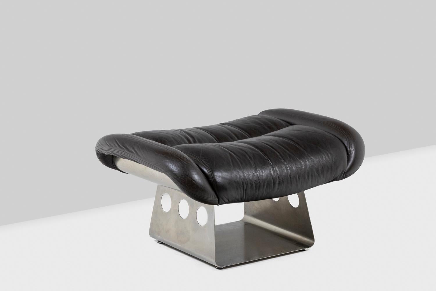 Wohnzimmer aus Metall und Leder, 1970er Jahre LS57905650/5G im Angebot 7