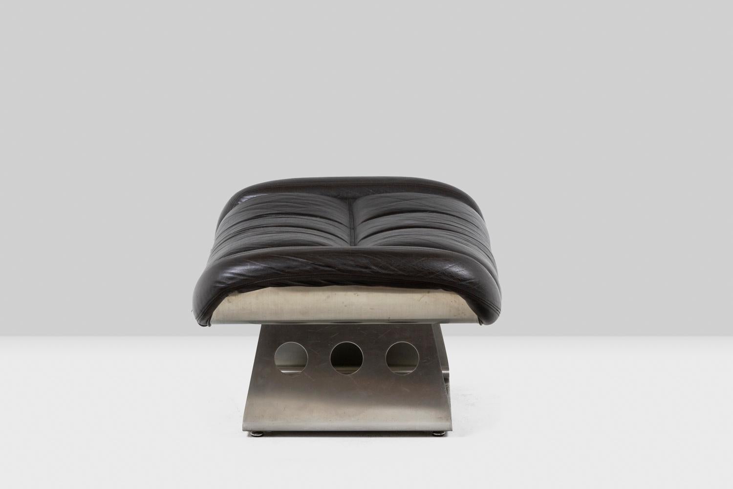 Wohnzimmer aus Metall und Leder, 1970er Jahre LS57905650/5G im Angebot 8