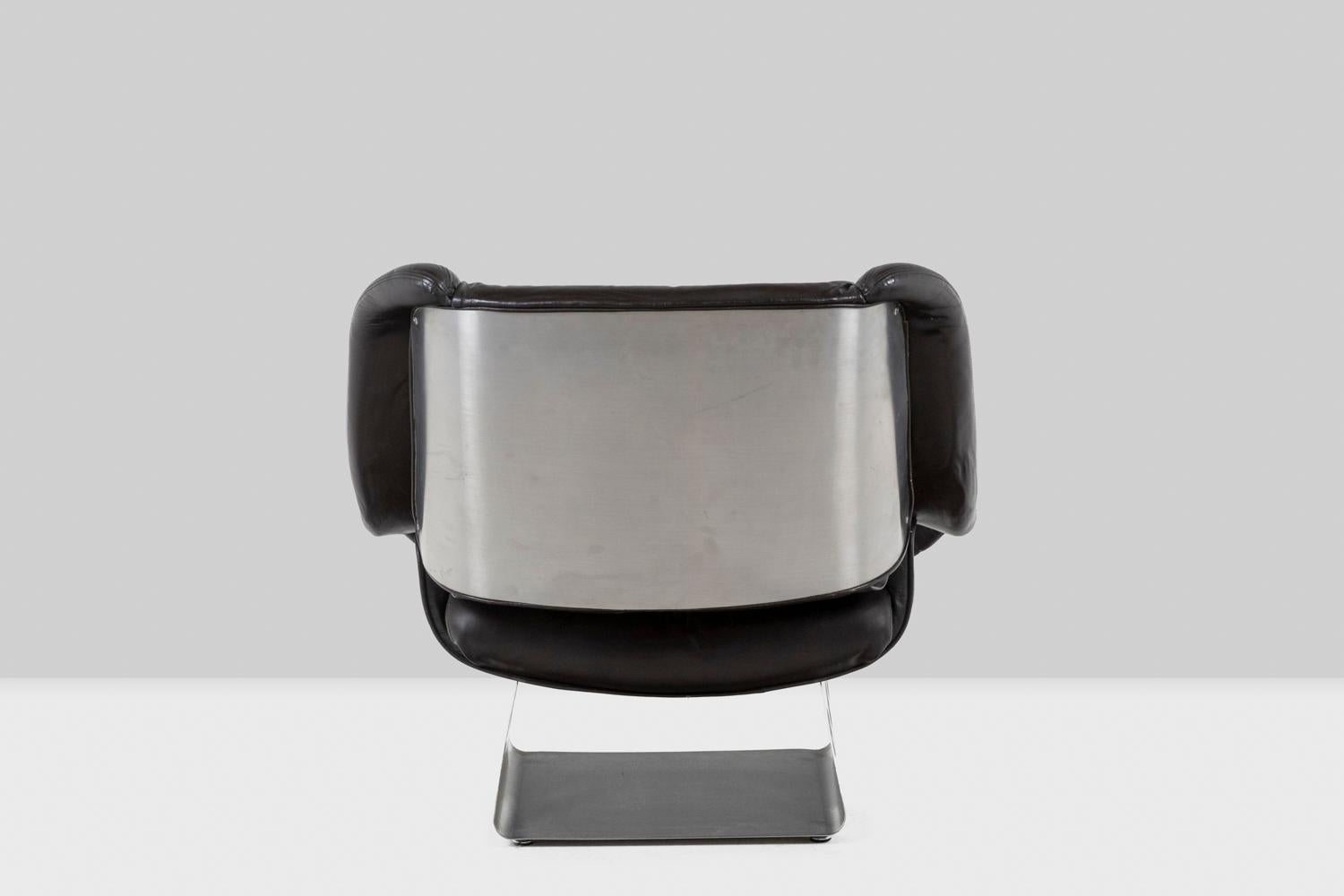Wohnzimmer aus Metall und Leder, 1970er Jahre LS57905650/5G im Angebot 2