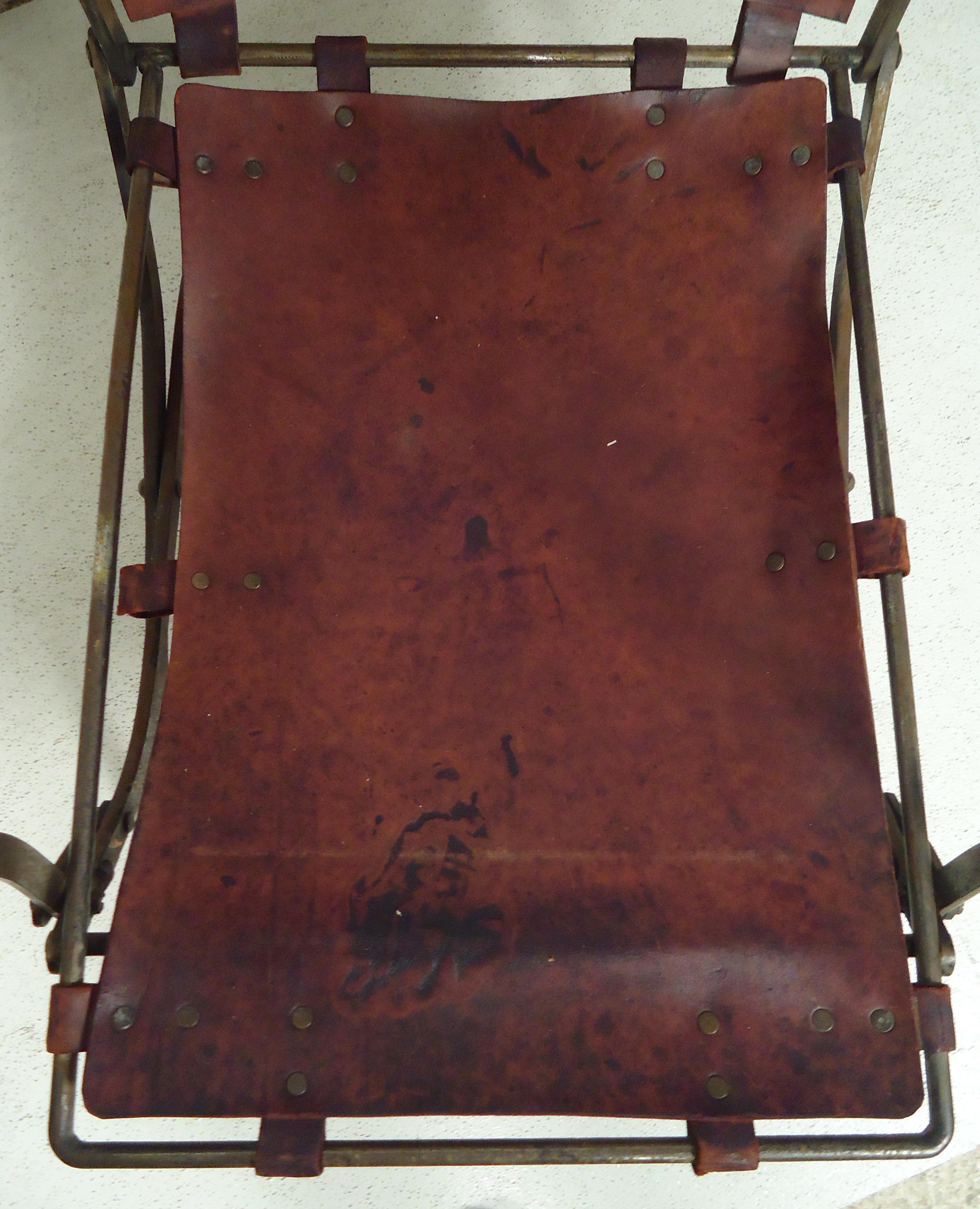 metal frame chair with leather