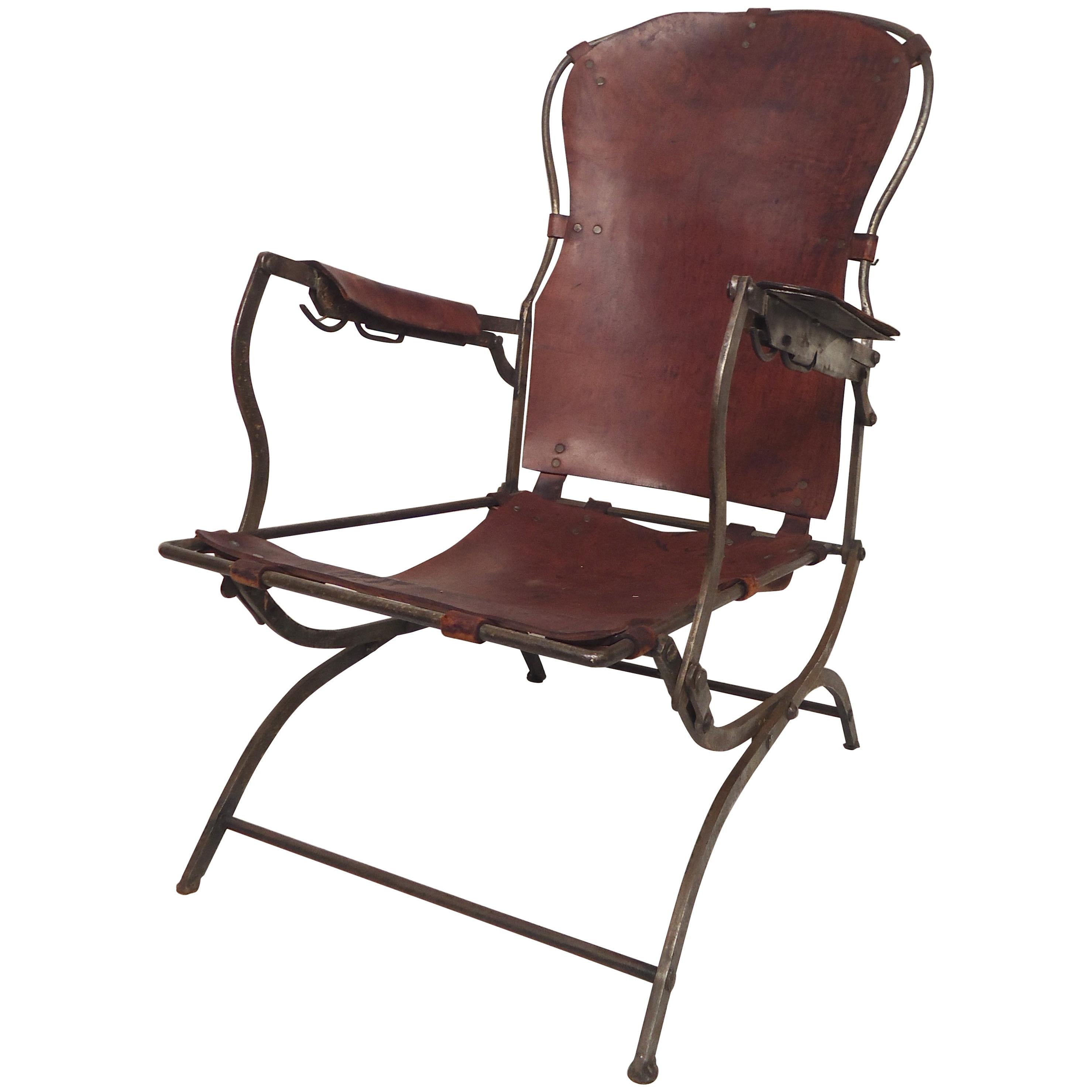 Metal and Leather Lounge Chair