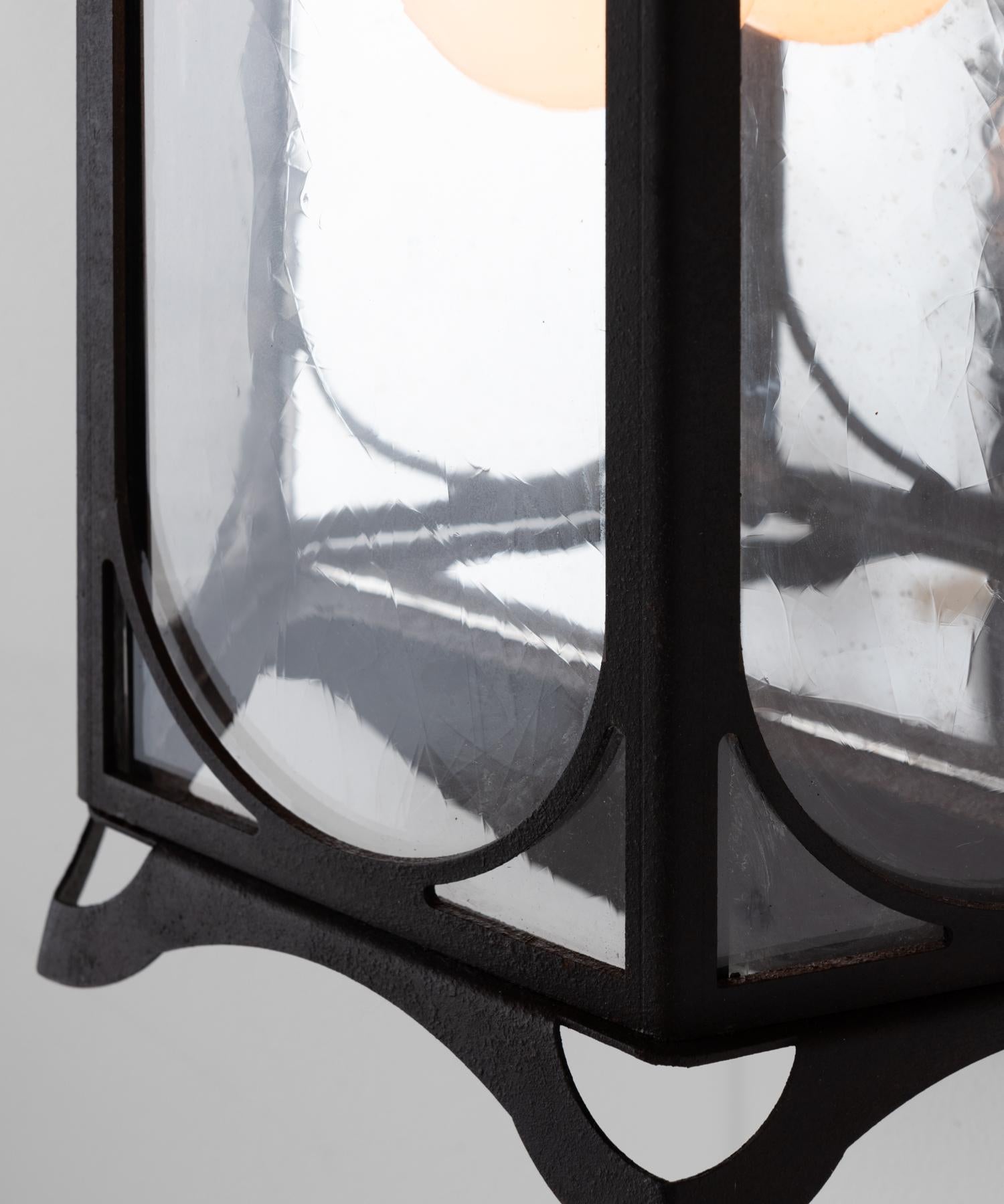 Galvanized Metal and Mirrored Glass Outdoor Wall Sconce, Made in Italy