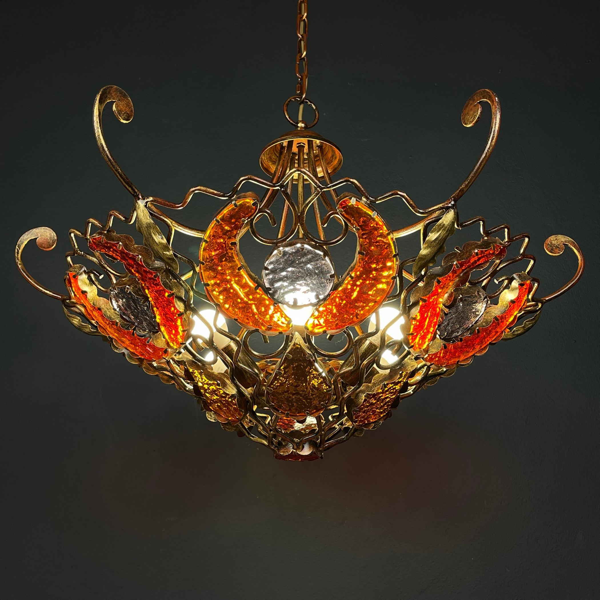 Metal and murano glass chandelier by MM Lampadari Italy 1990s  For Sale 4