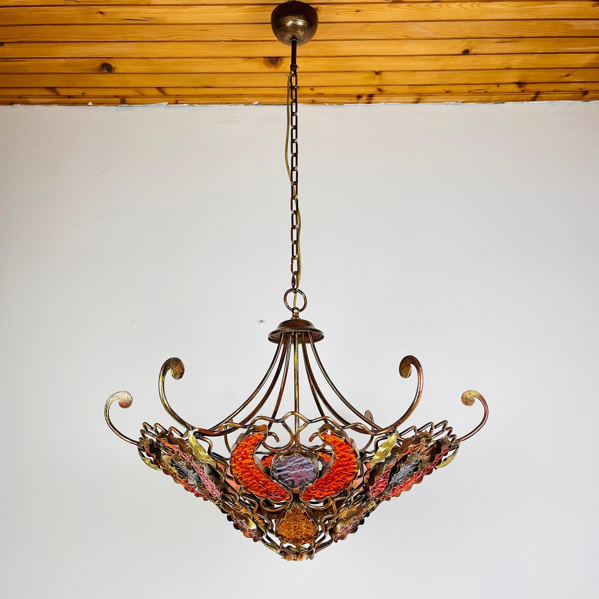 Metal and murano glass chandelier by MM Lampadari Italy 1990s  For Sale 5