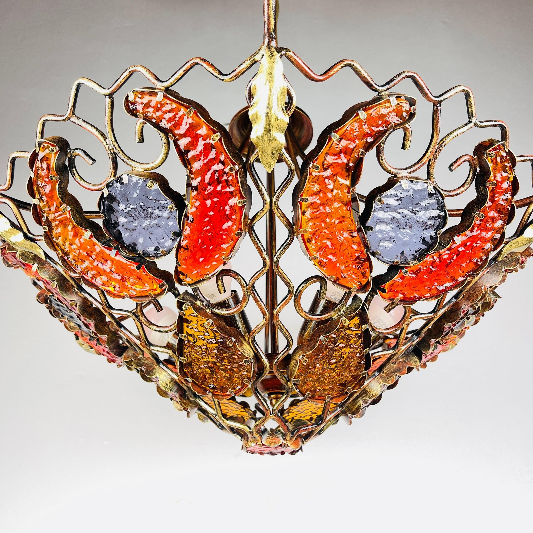 Metal and murano glass chandelier by MM Lampadari Italy 1990s  For Sale 6