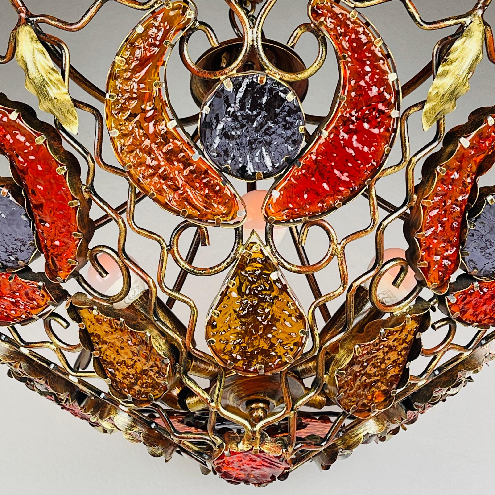 Metal and murano glass chandelier by MM Lampadari Italy 1990s  For Sale 1