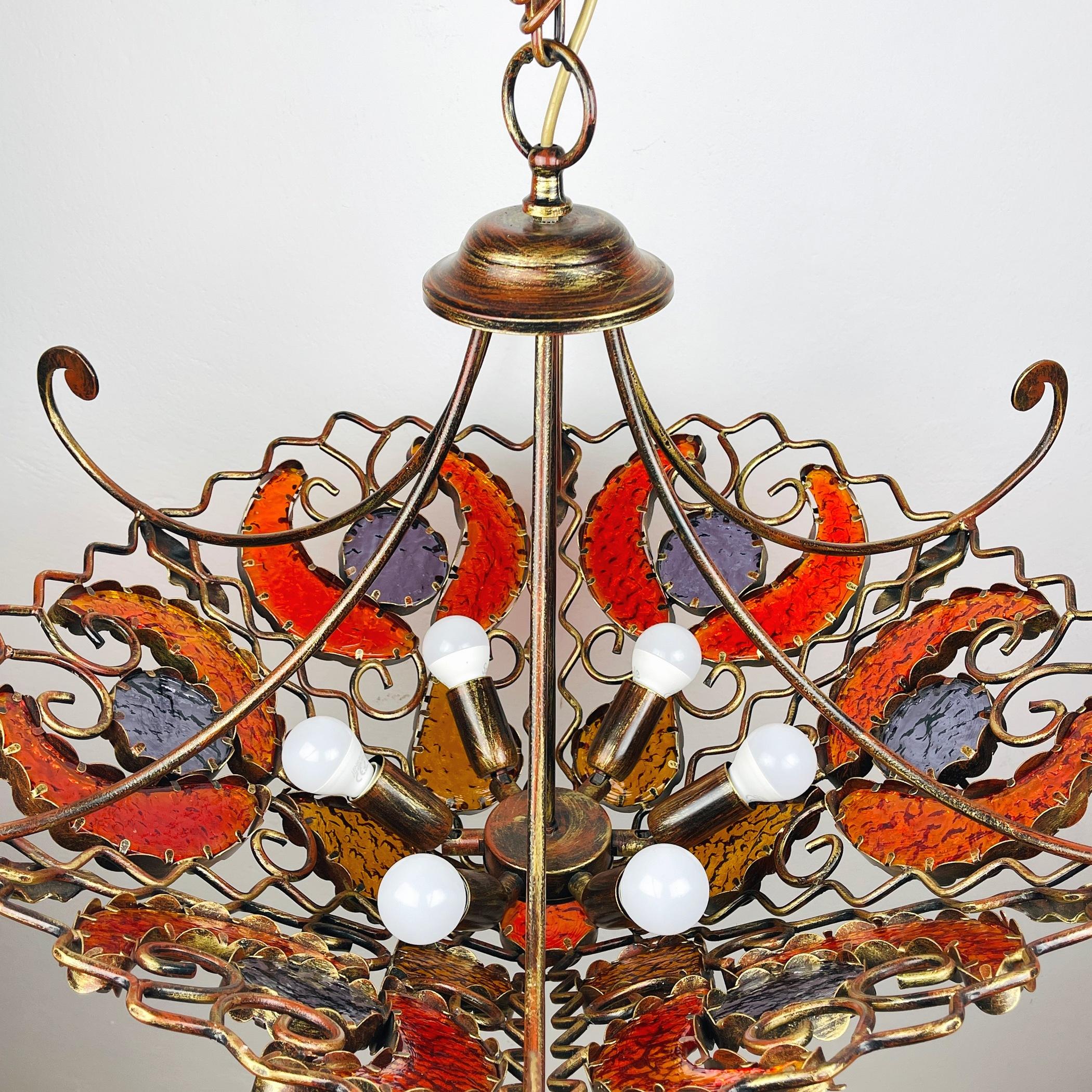 Metal and murano glass chandelier by MM Lampadari Italy 1990s  For Sale 2