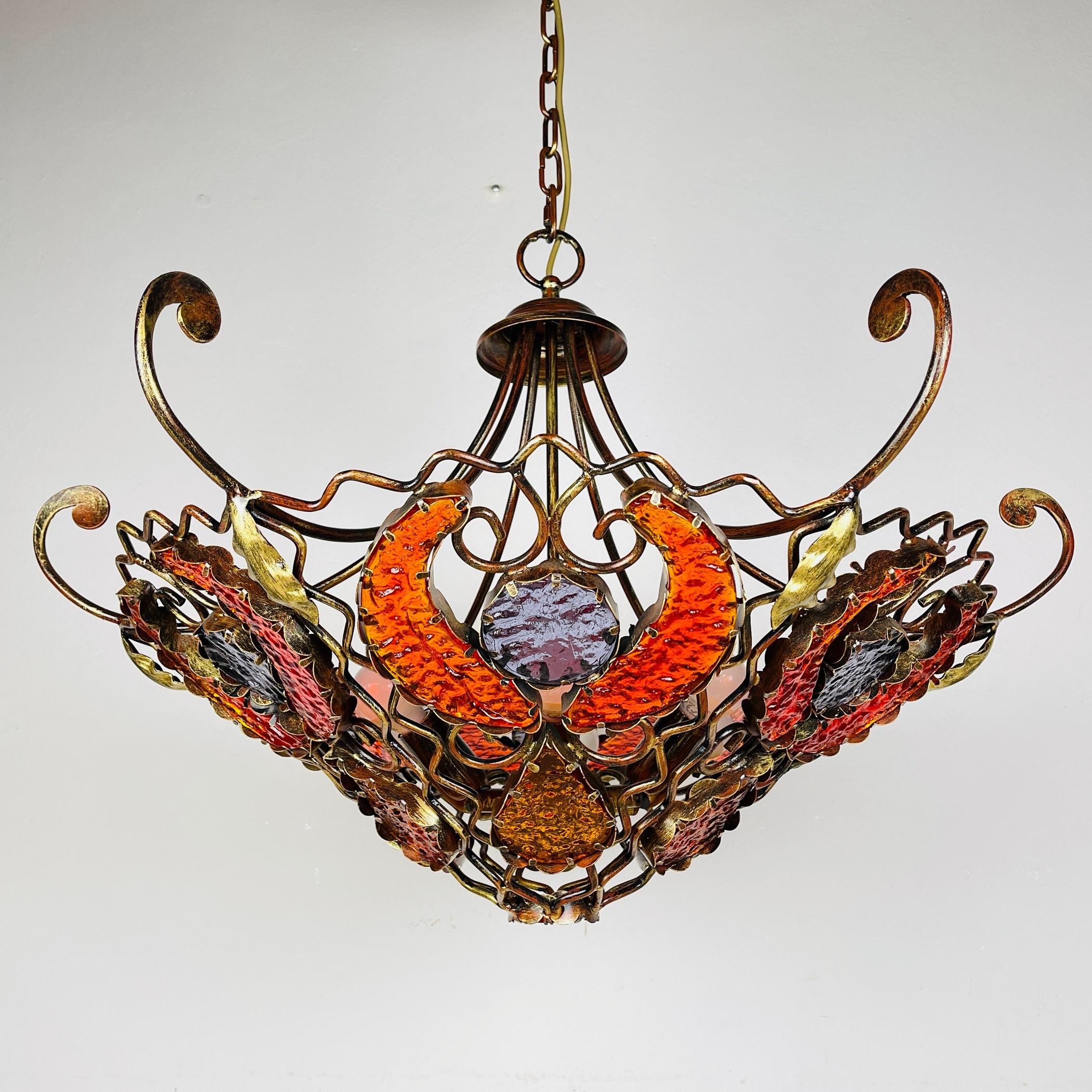 Metal and murano glass chandelier by MM Lampadari Italy 1990s  For Sale 3