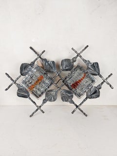 Metal and Murano Glass Wall Scone by Poliarte, Albano Poli, 1970s