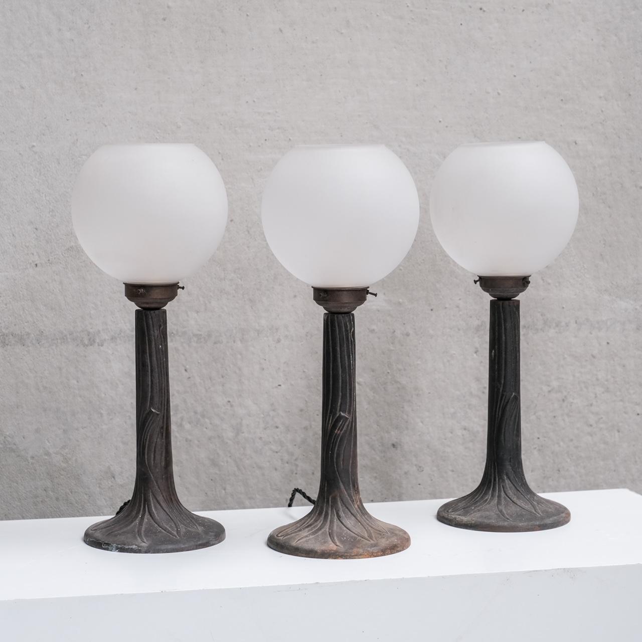 Metal and Opaque Glass Mid-Century Table Lamps (15 available) For Sale 2