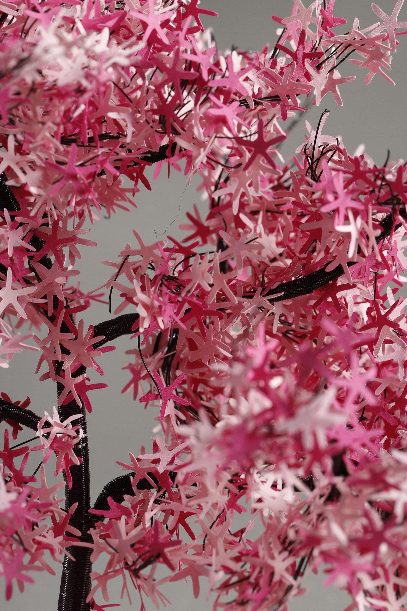 Metal and paper creation by Lebanese artist Nayla Tabet, Pink Tree For Sale 6