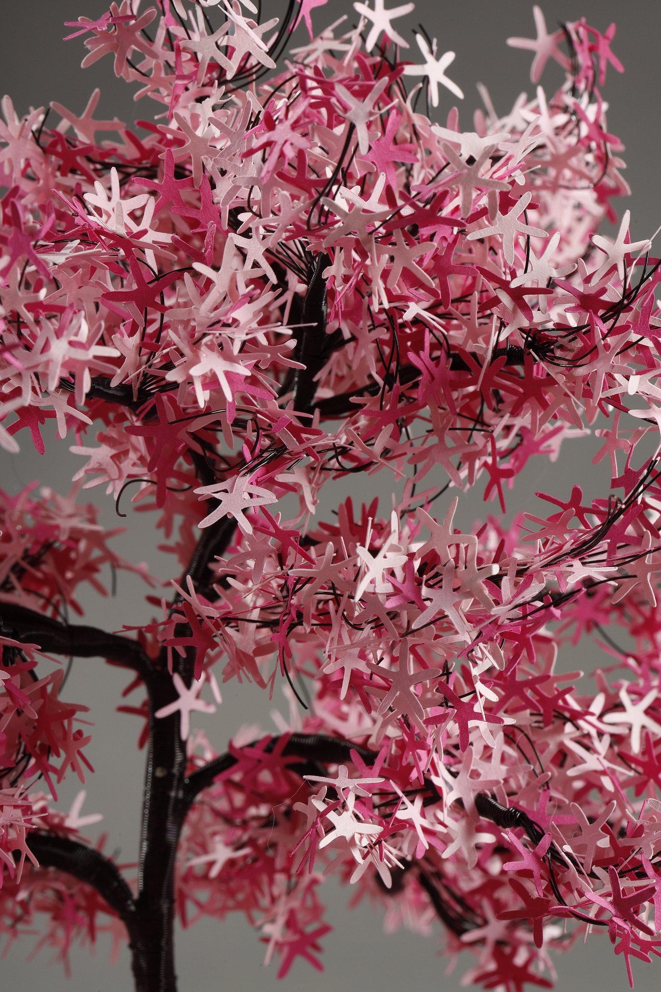 Metal and paper creation by Lebanese artist Nayla Tabet, Pink Tree For Sale 7