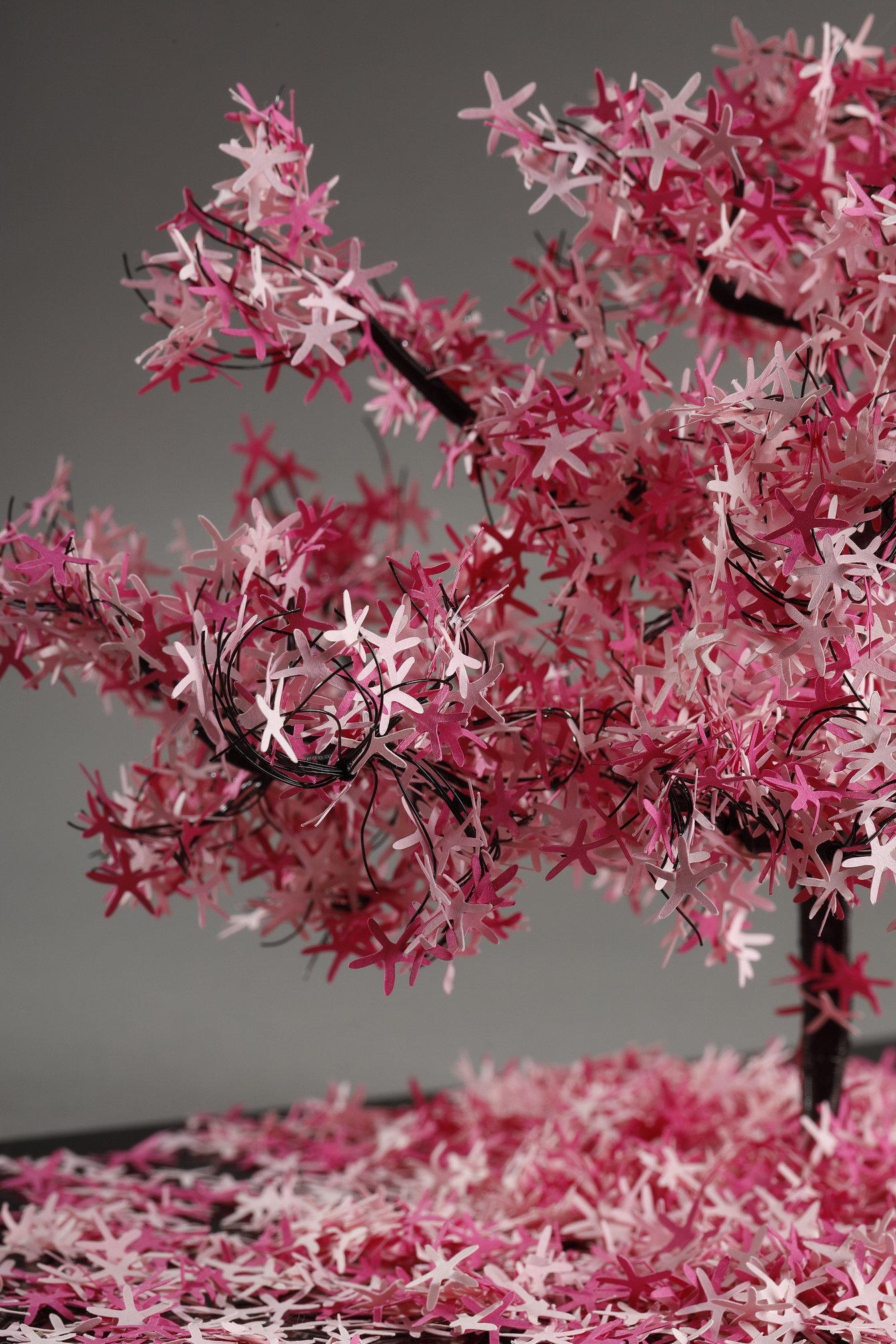 Metal and paper creation by Lebanese artist Nayla Tabet, Pink Tree For Sale 8