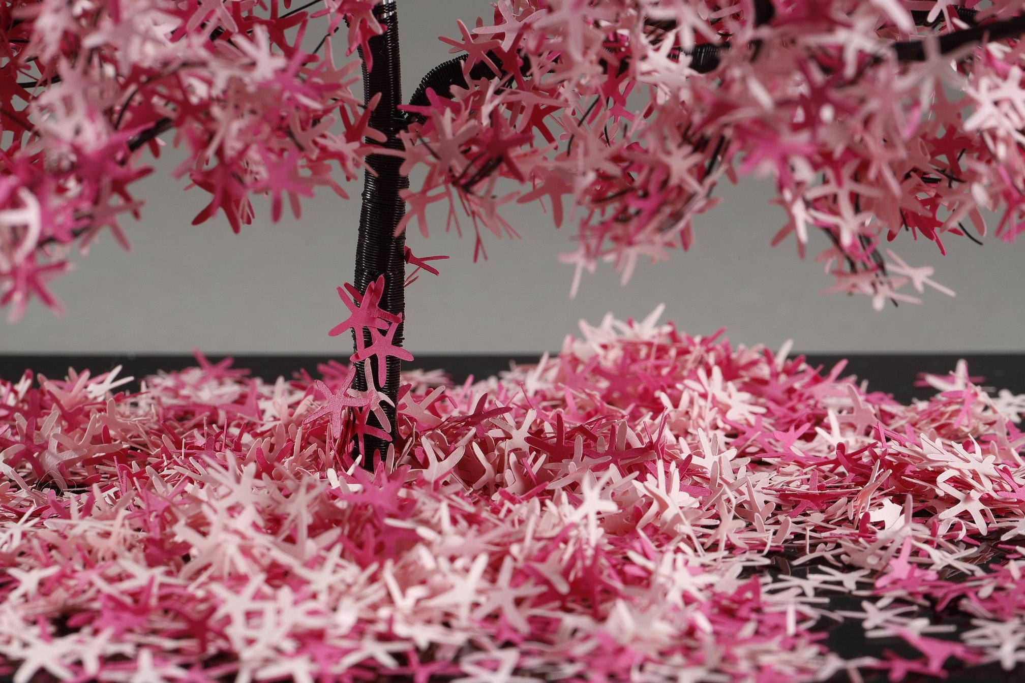 Metal and paper creation by Lebanese artist Nayla Tabet, Pink Tree For Sale 9