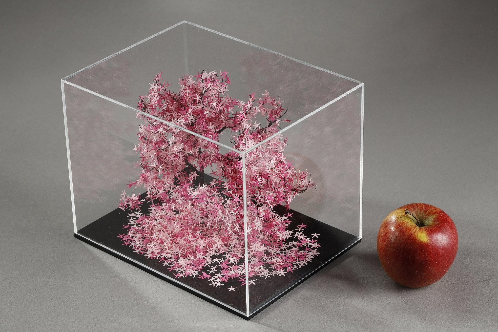 Metal and paper creation by Lebanese artist Nayla Tabet, Pink Tree For Sale 11