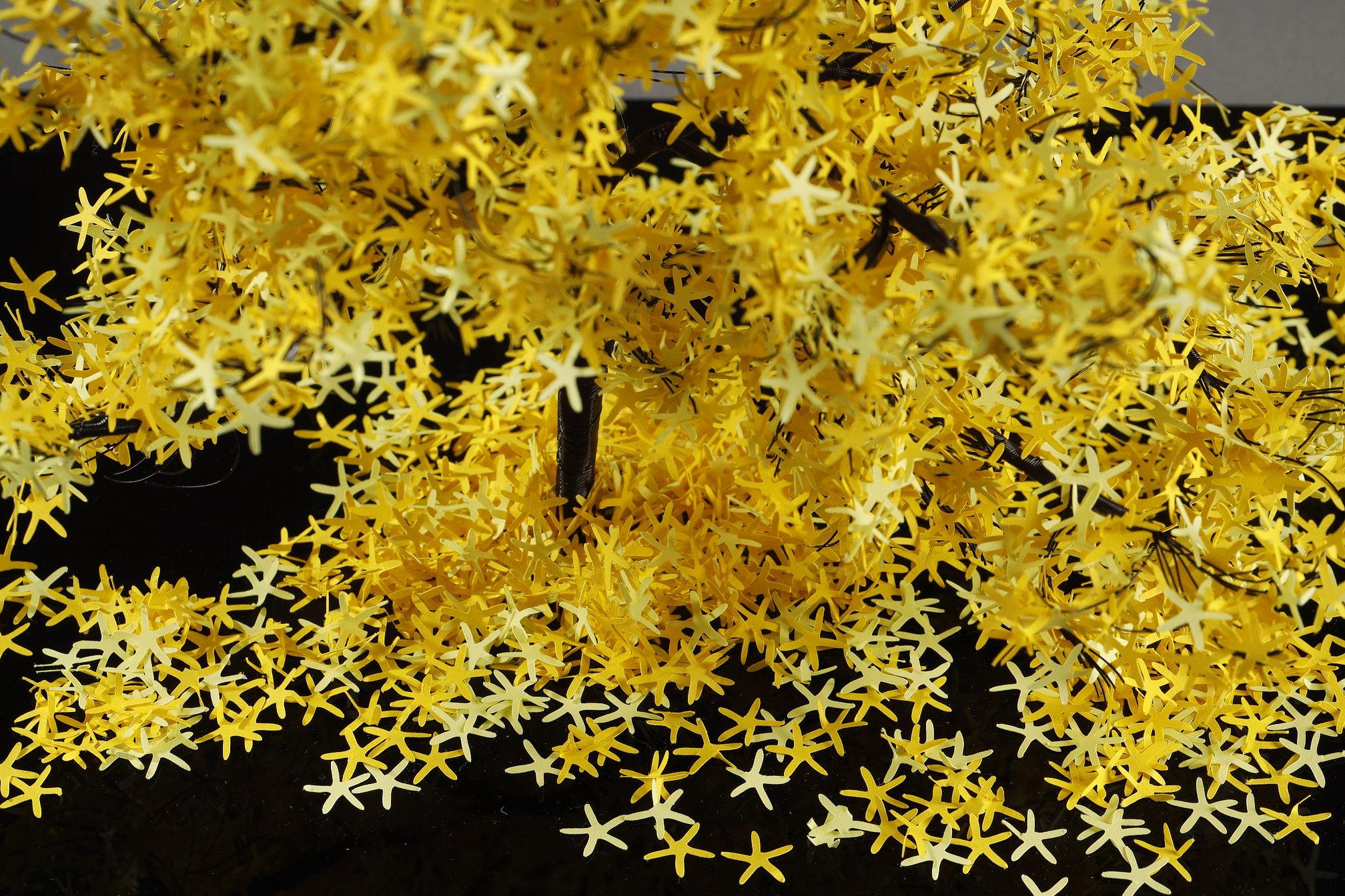 Metal and paper creation by Lebanese artist Nayla Tabet, Yellow Tree For Sale 9